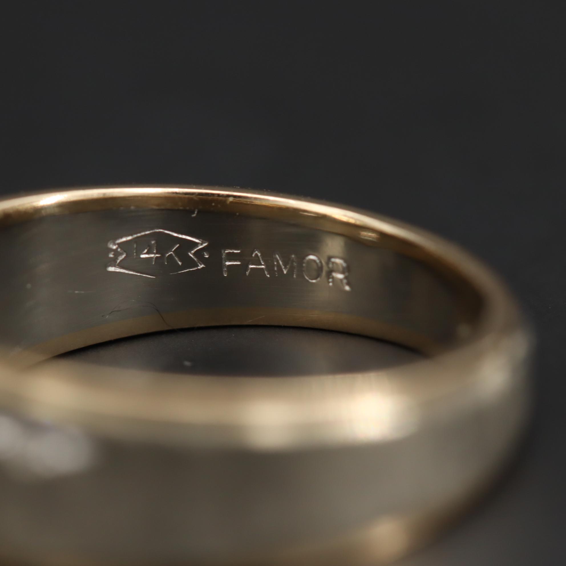 Famor 14K White and Yellow Gold Diamond Textured Ring