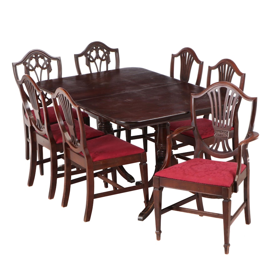 Matched Eight-Piece Federal Style Mahogany and Mahogany-Stained Dining Set