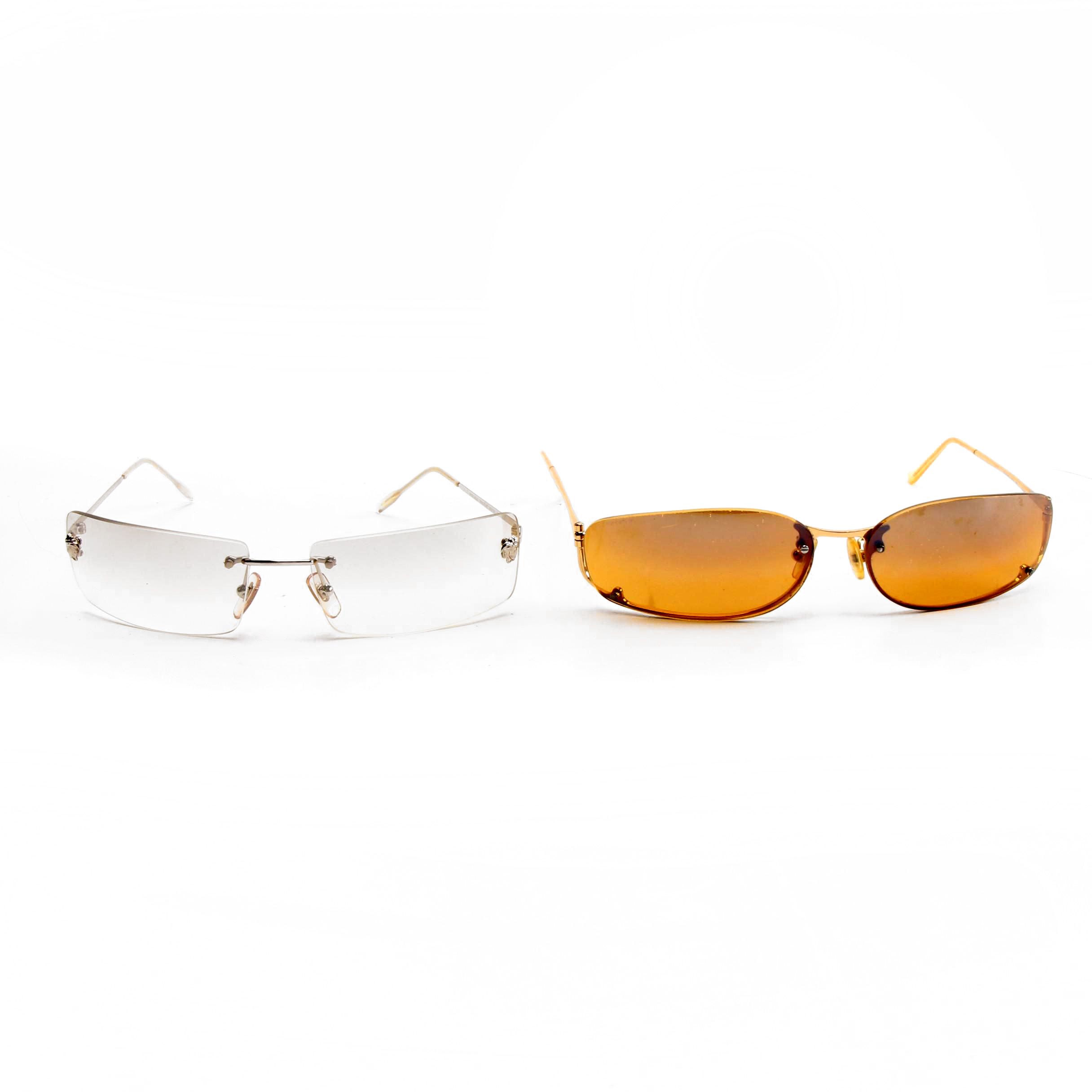 Prada and Versace Rimless Sunglasses with Cases