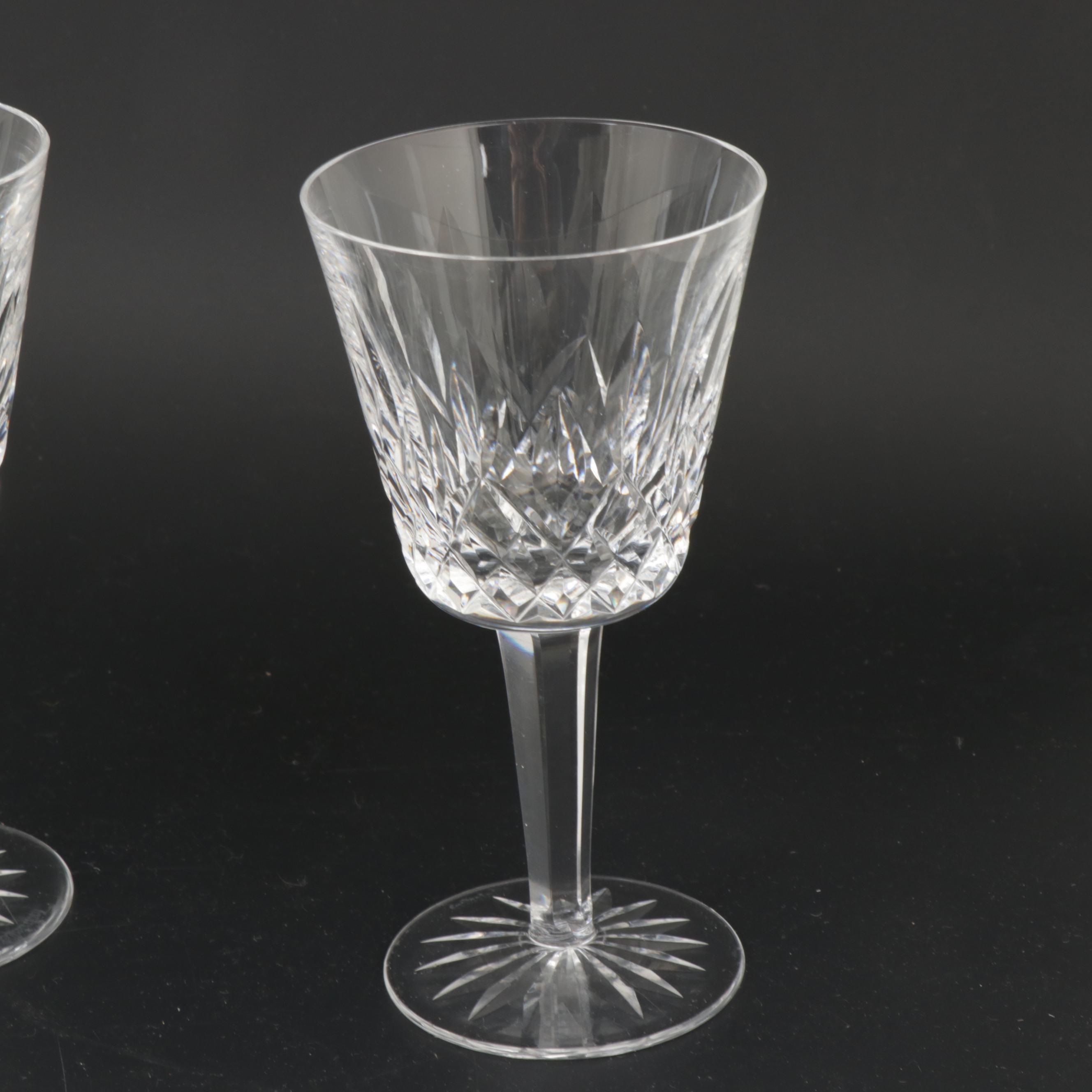 Waterford Crystal "Lismore" Claret Wine Glasses, Mid to Late 20th Century