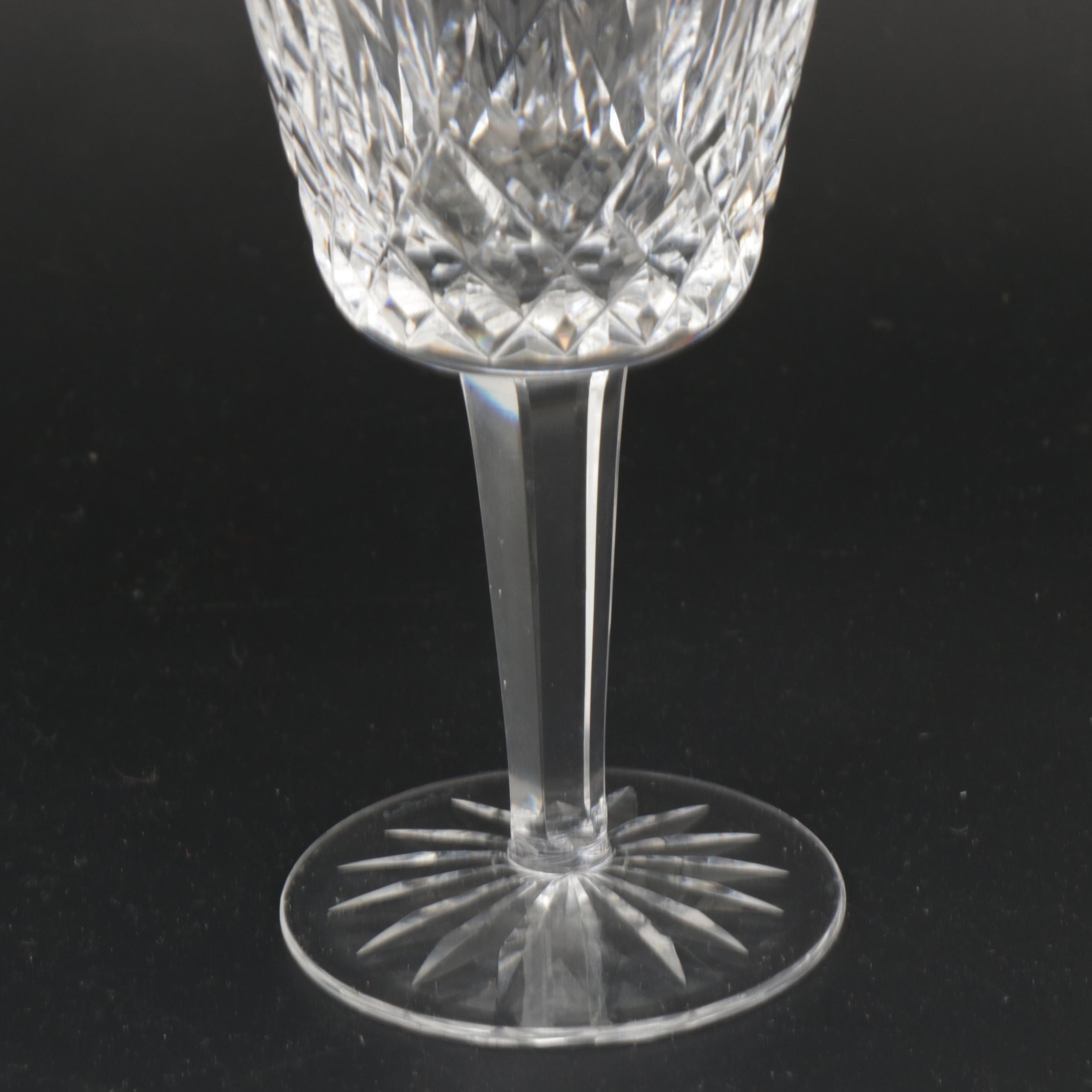 Waterford Crystal "Lismore" Claret Wine Glasses, Mid to Late 20th Century