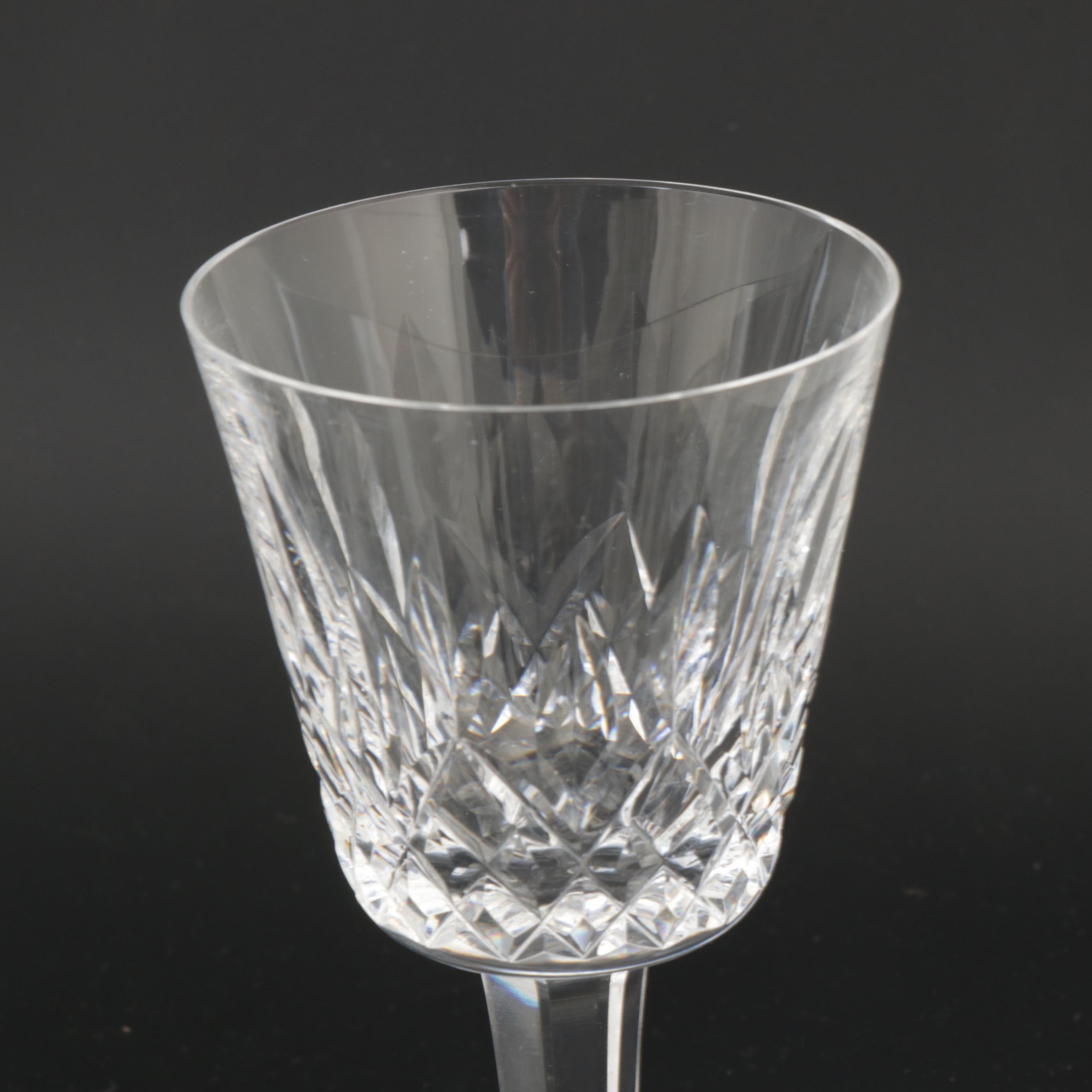 Waterford Crystal "Lismore" Claret Wine Glasses, Mid to Late 20th Century