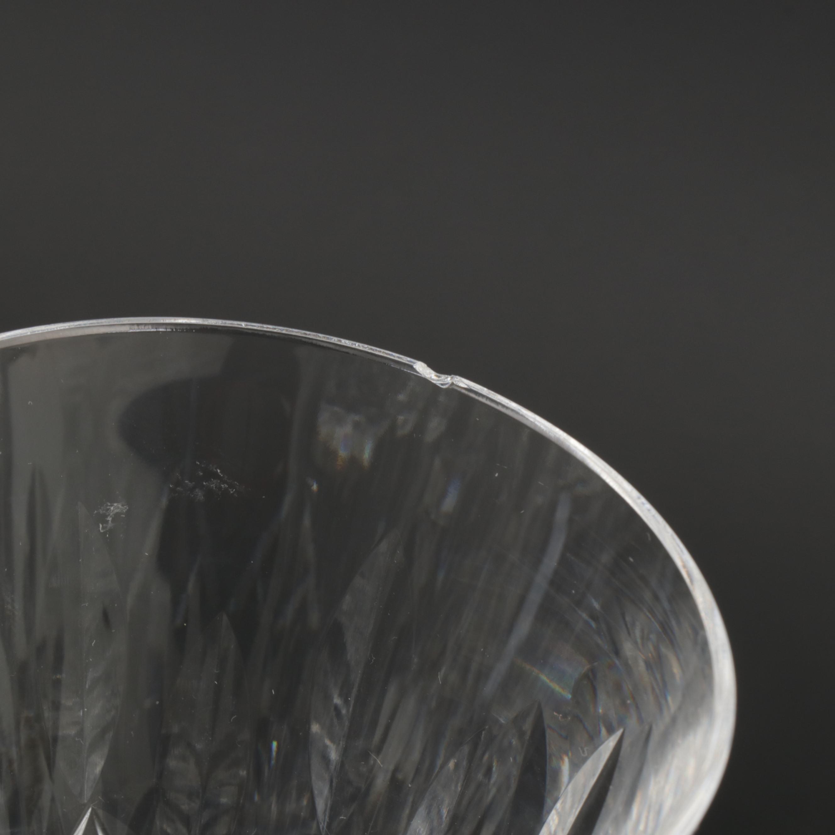 Waterford Crystal "Lismore" Claret Wine Glasses, Mid to Late 20th Century