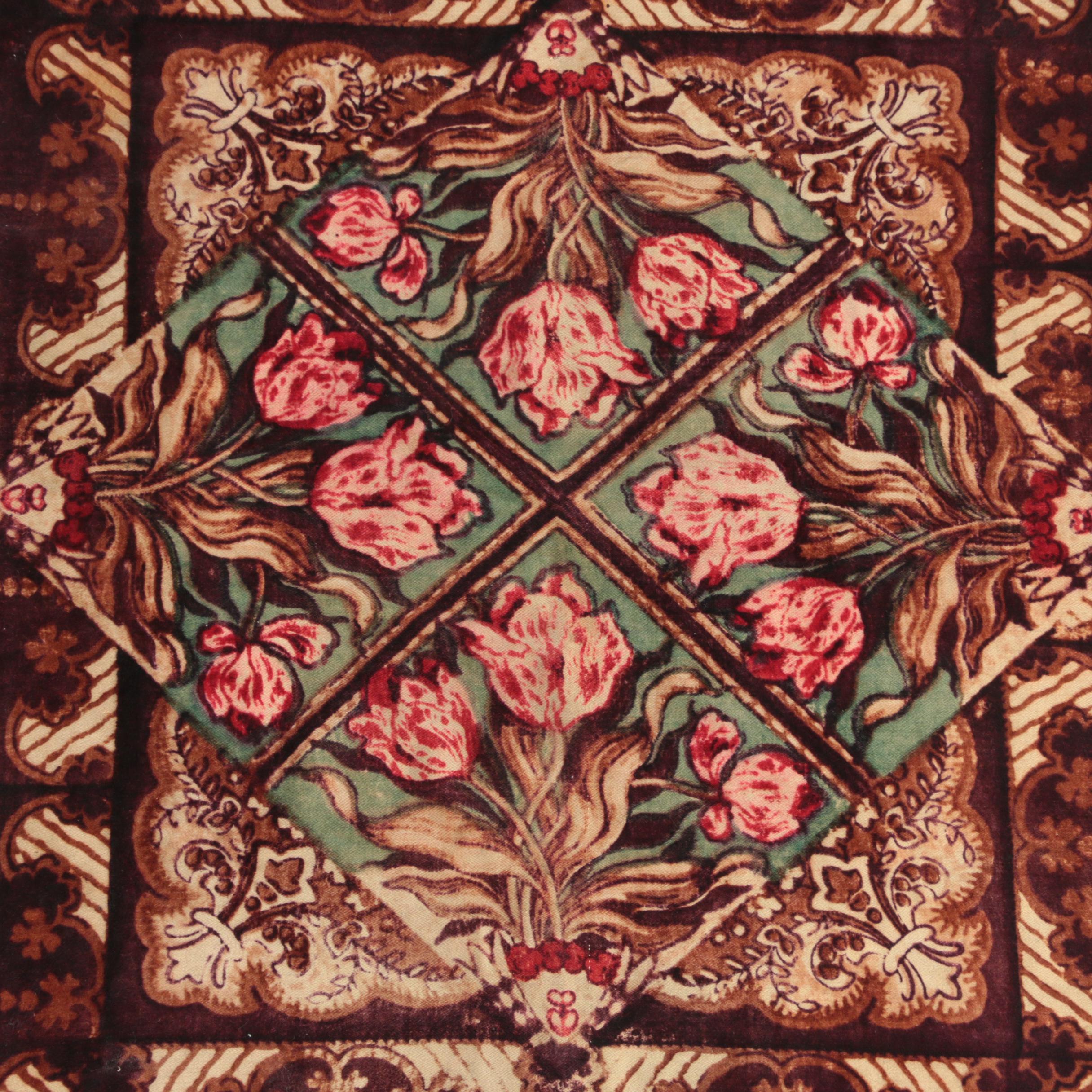 Victorian Tulip Mohair Carriage Robe Lap Blanket