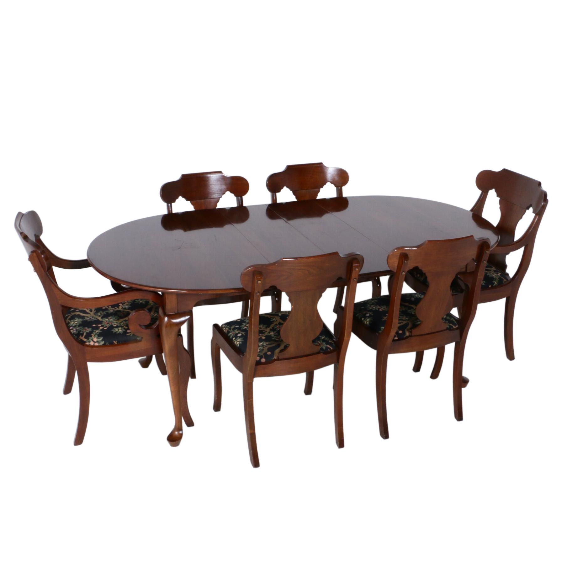 Cherry Queen Anne Style Dining Table and Chairs