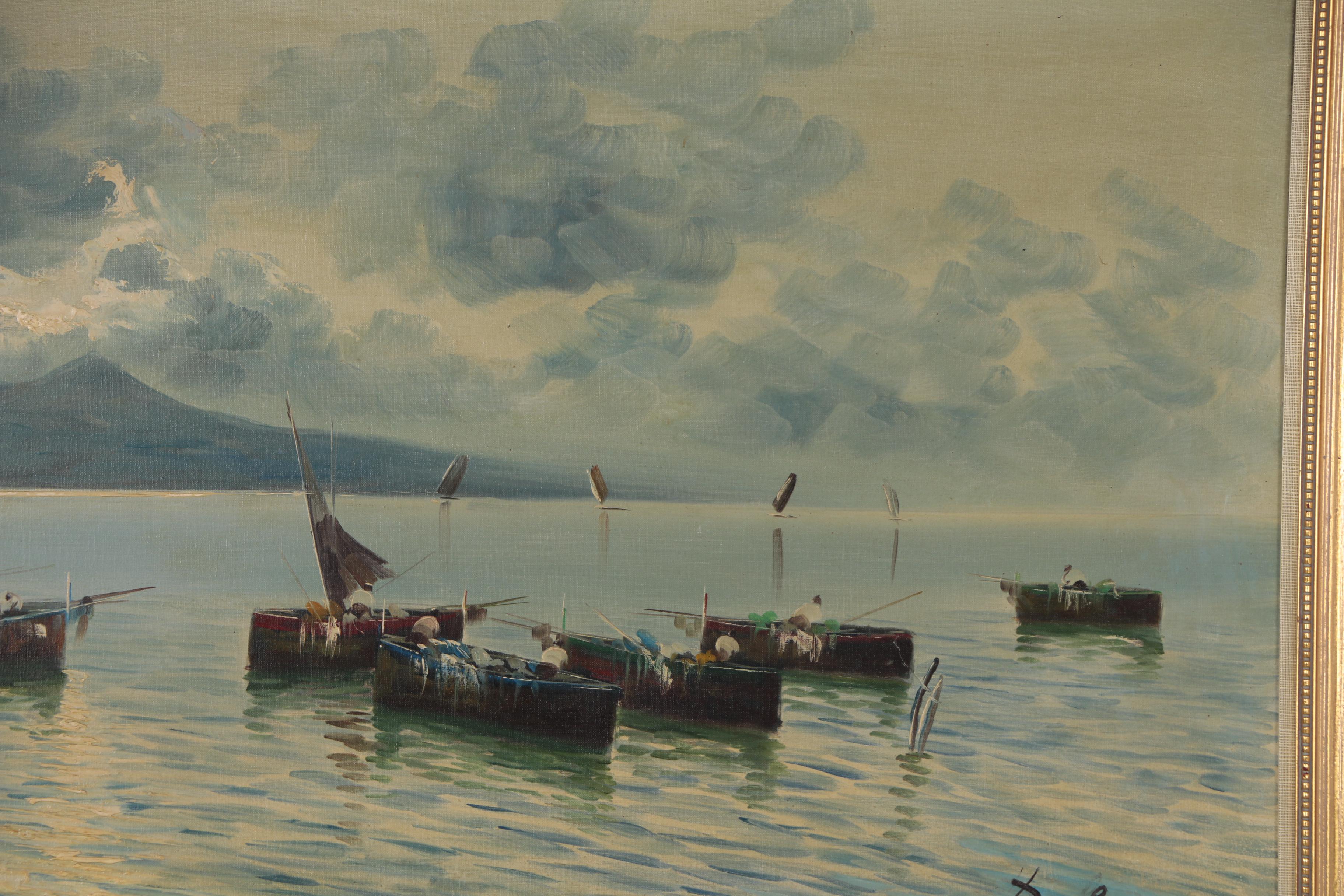 Bay of Naples Oil Painting, Mid to Late 20th Century
