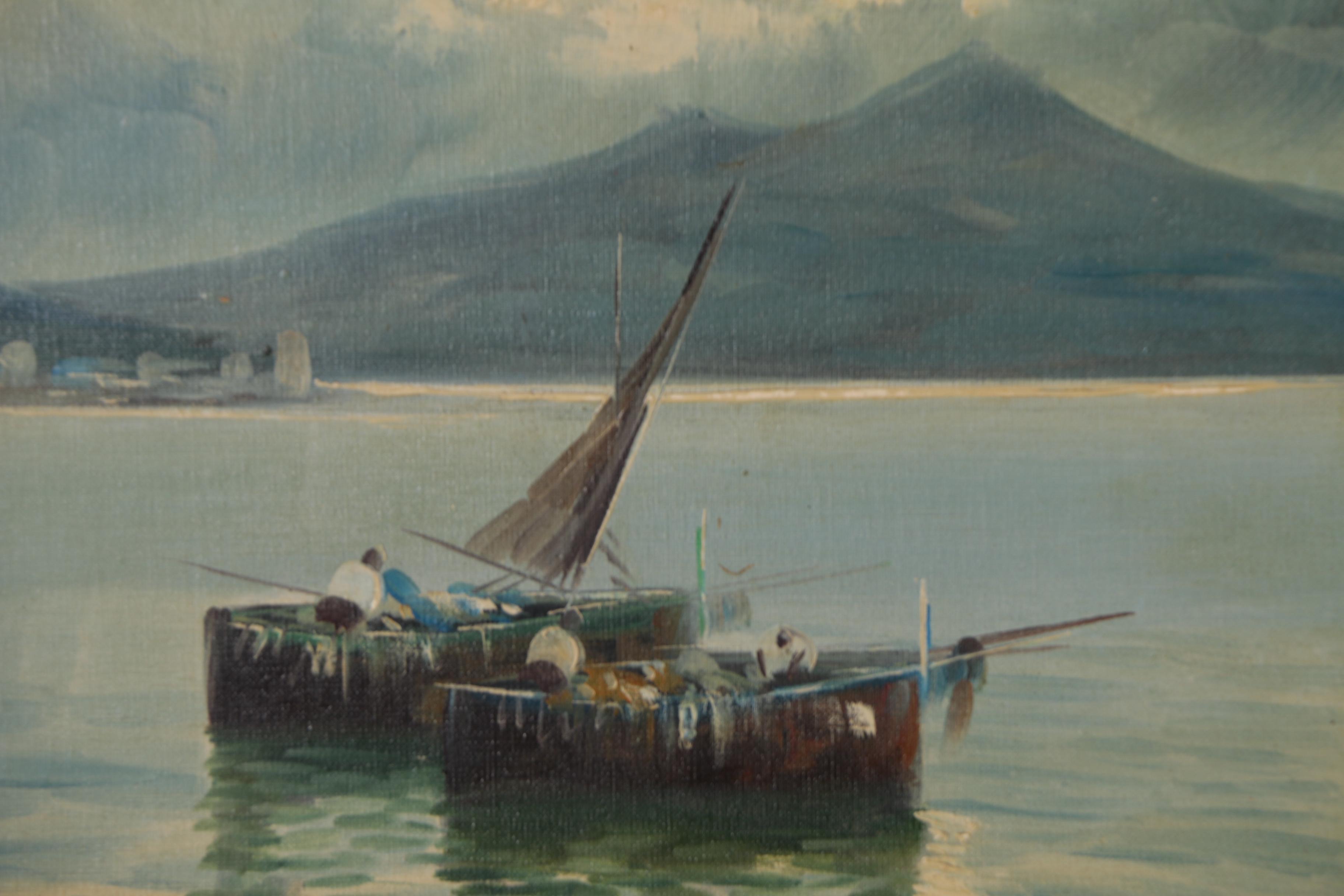 Bay of Naples Oil Painting, Mid to Late 20th Century