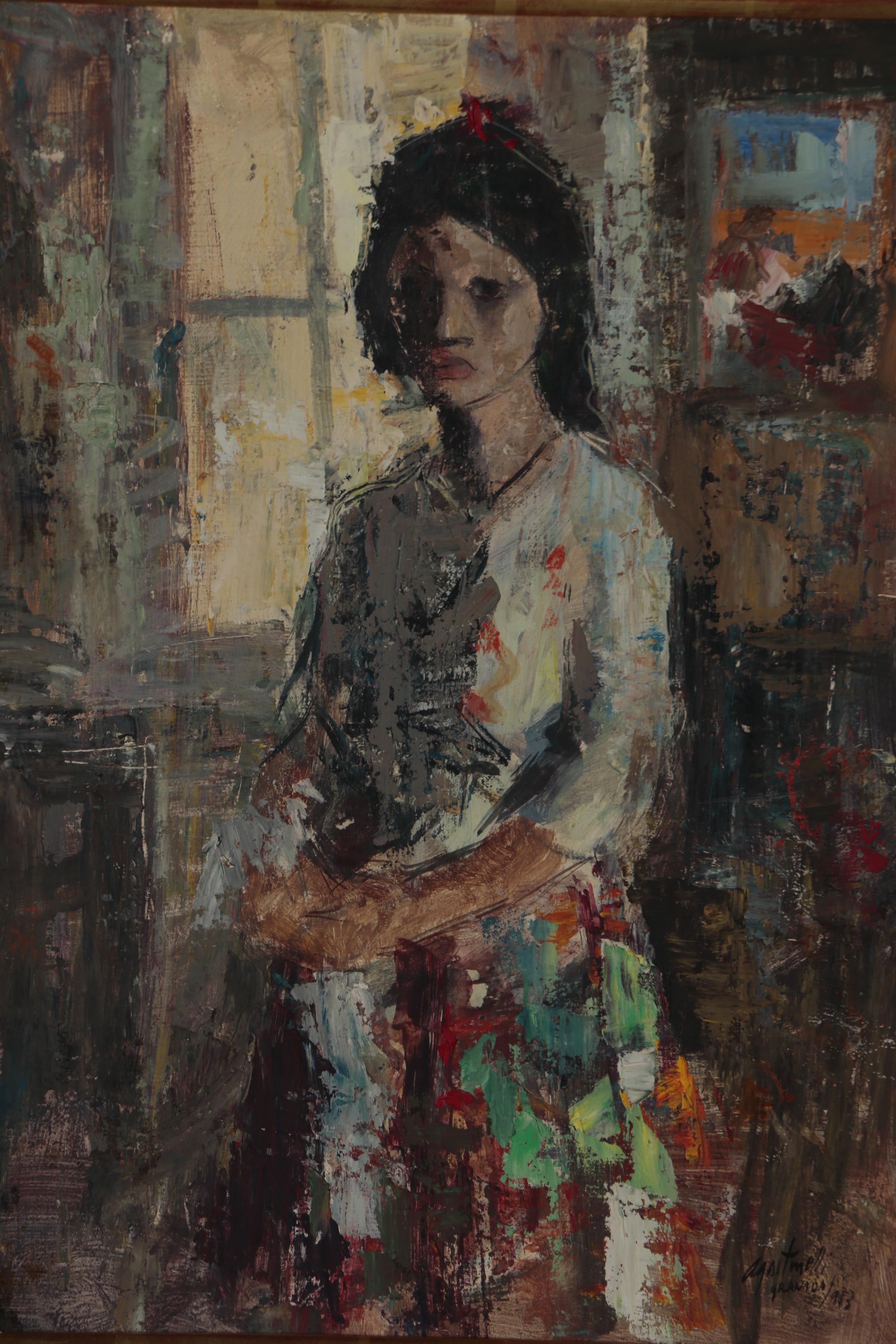 Mario Agostinelli Figural Oil Painting