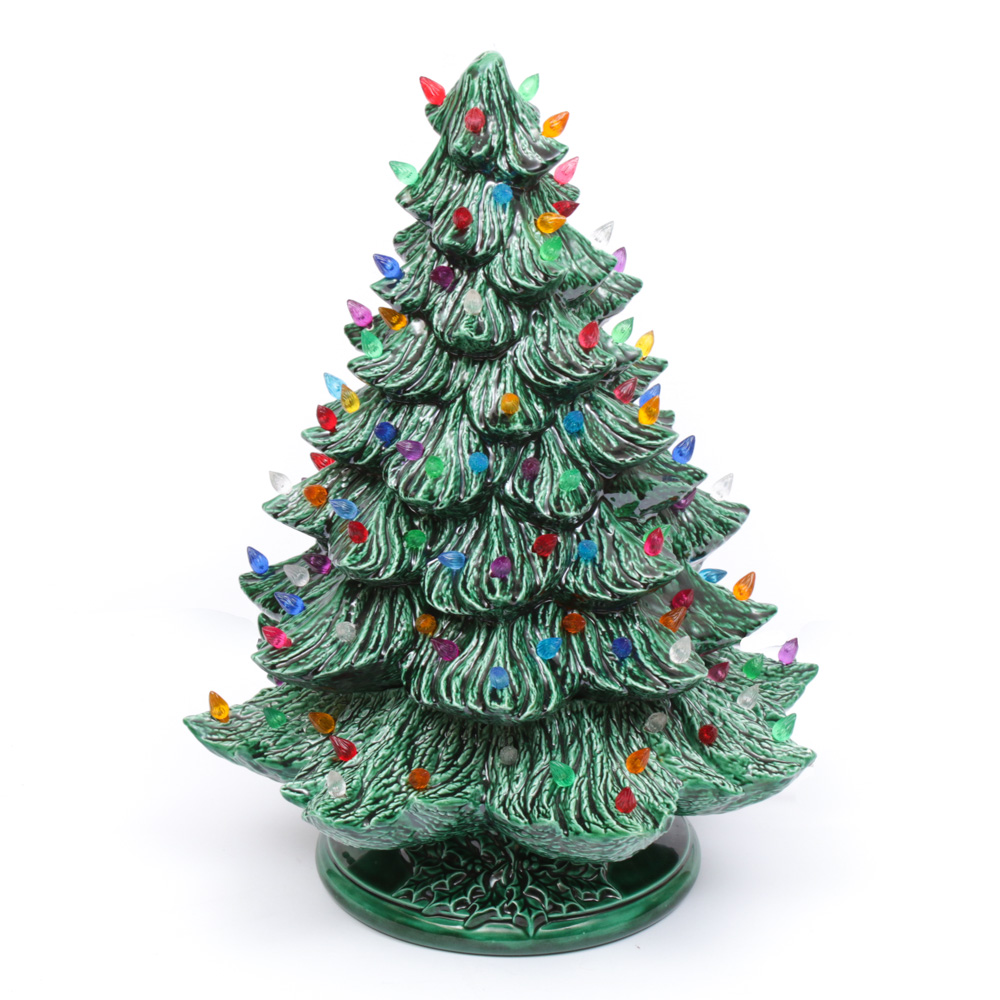 Vintage Inspired Ceramic Light-Up Christmas Tree