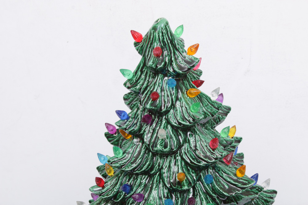 Vintage Inspired Ceramic Light-Up Christmas Tree