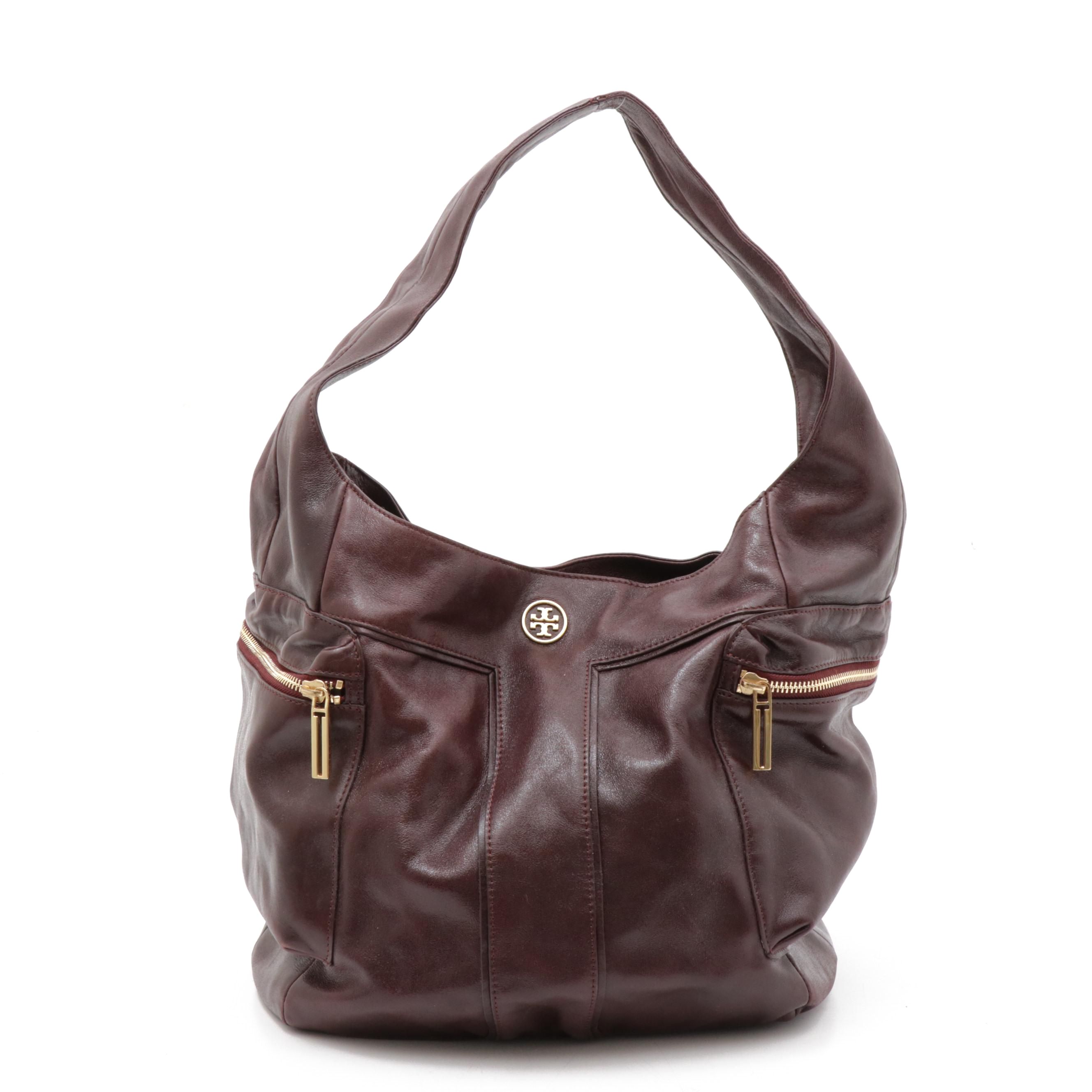 Tory Burch Mahogany Brown Leather Shoulder Bag