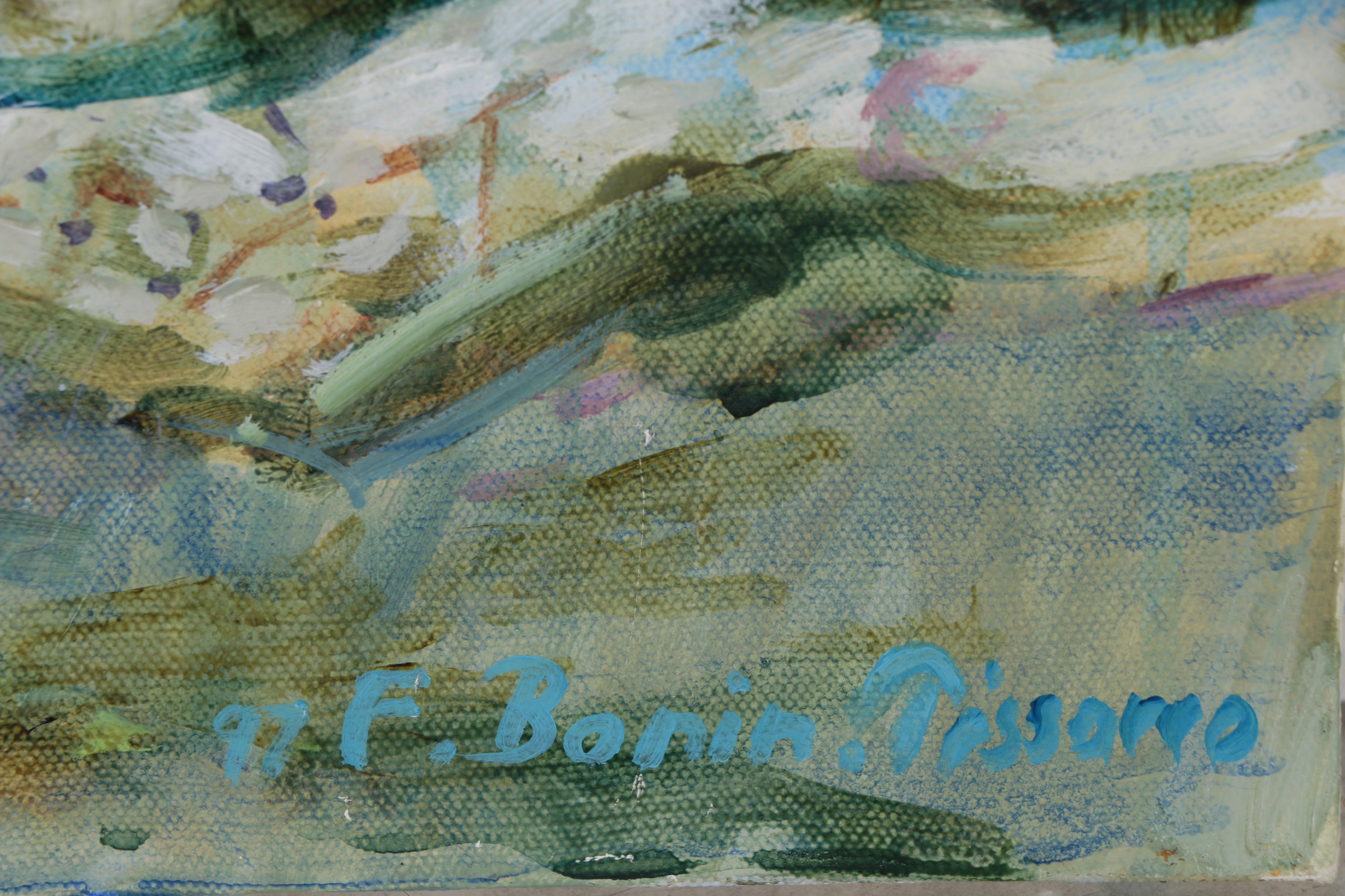 Frédéric Bonin-Pissarro Abstract Landscape Oil Painting, Late 20th Century