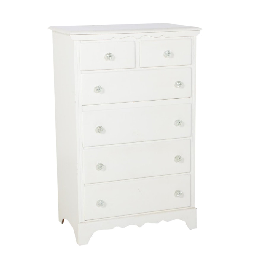 White-Painted Wooden Chest of Drawers, Mid-20th Century