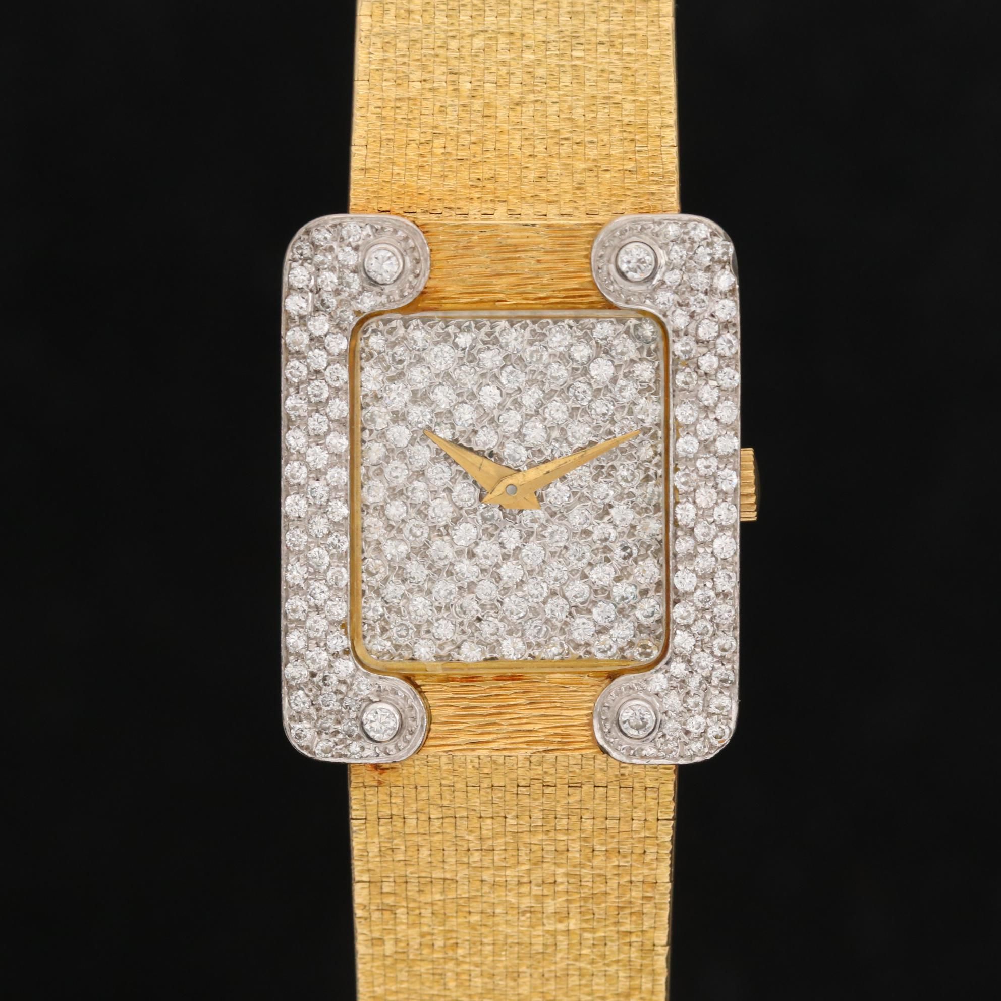 Bueche Girod 18K Gold 1.77 CTW Diamond Stem Wind Watch