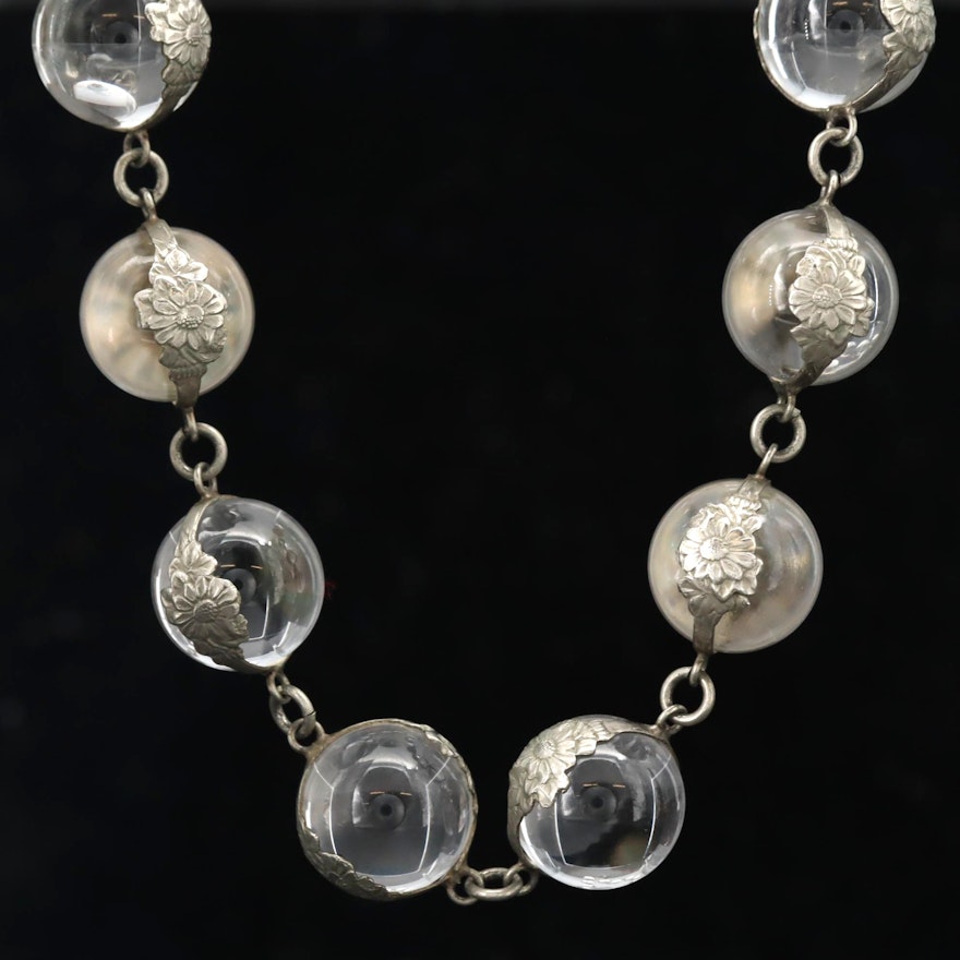 Art Deco "Pools of Light" Rock Quartz Crystal Necklace