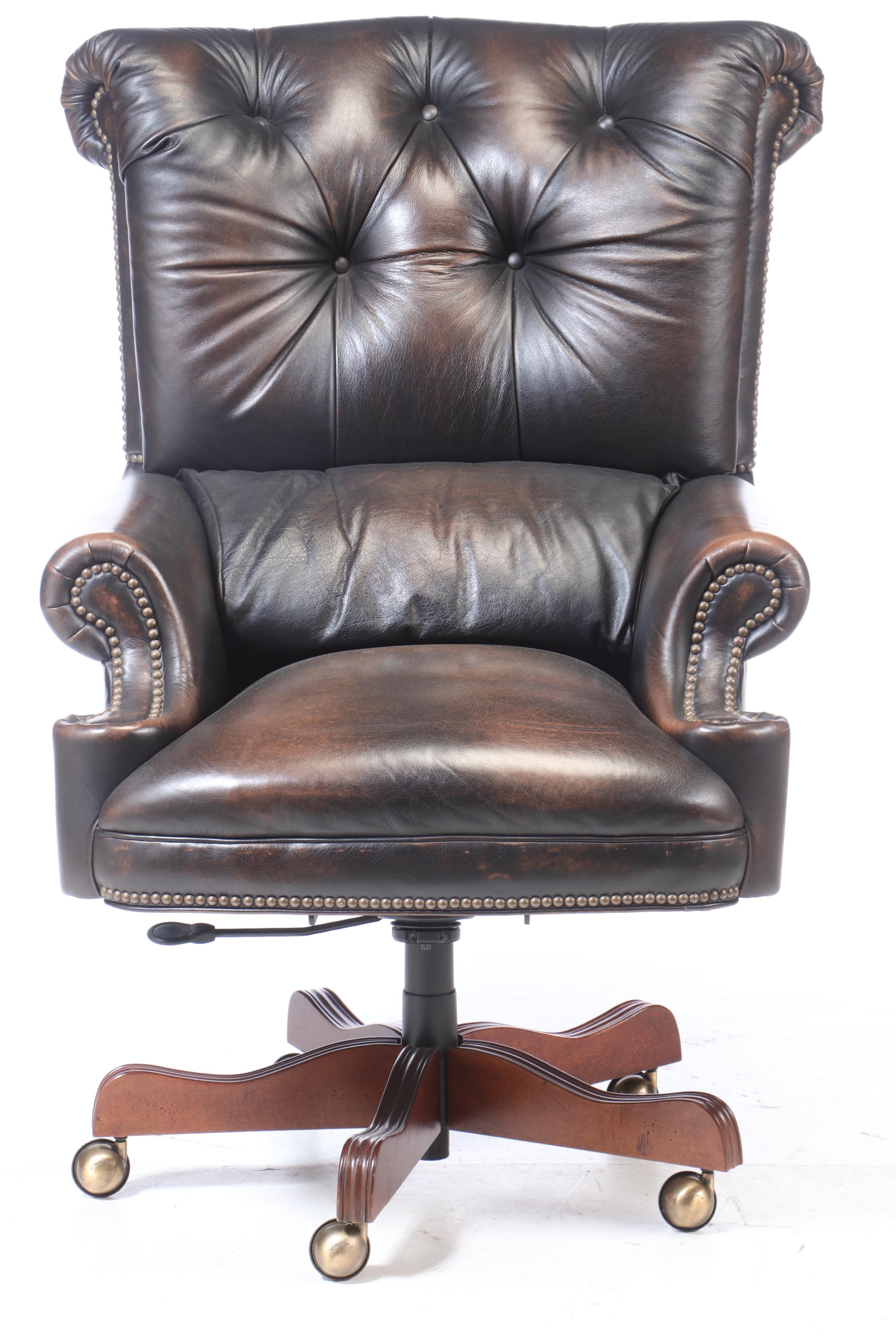 Thomasville Leather Executive's Chair, Late 20th Century