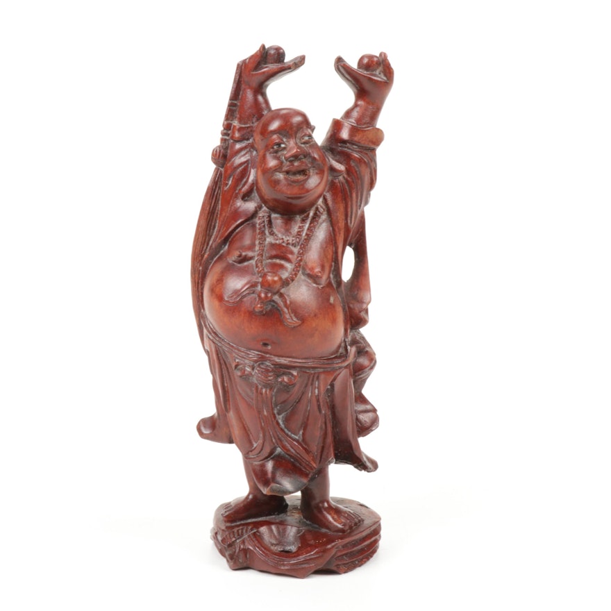 Carved Wood Chinese Budai Figurine