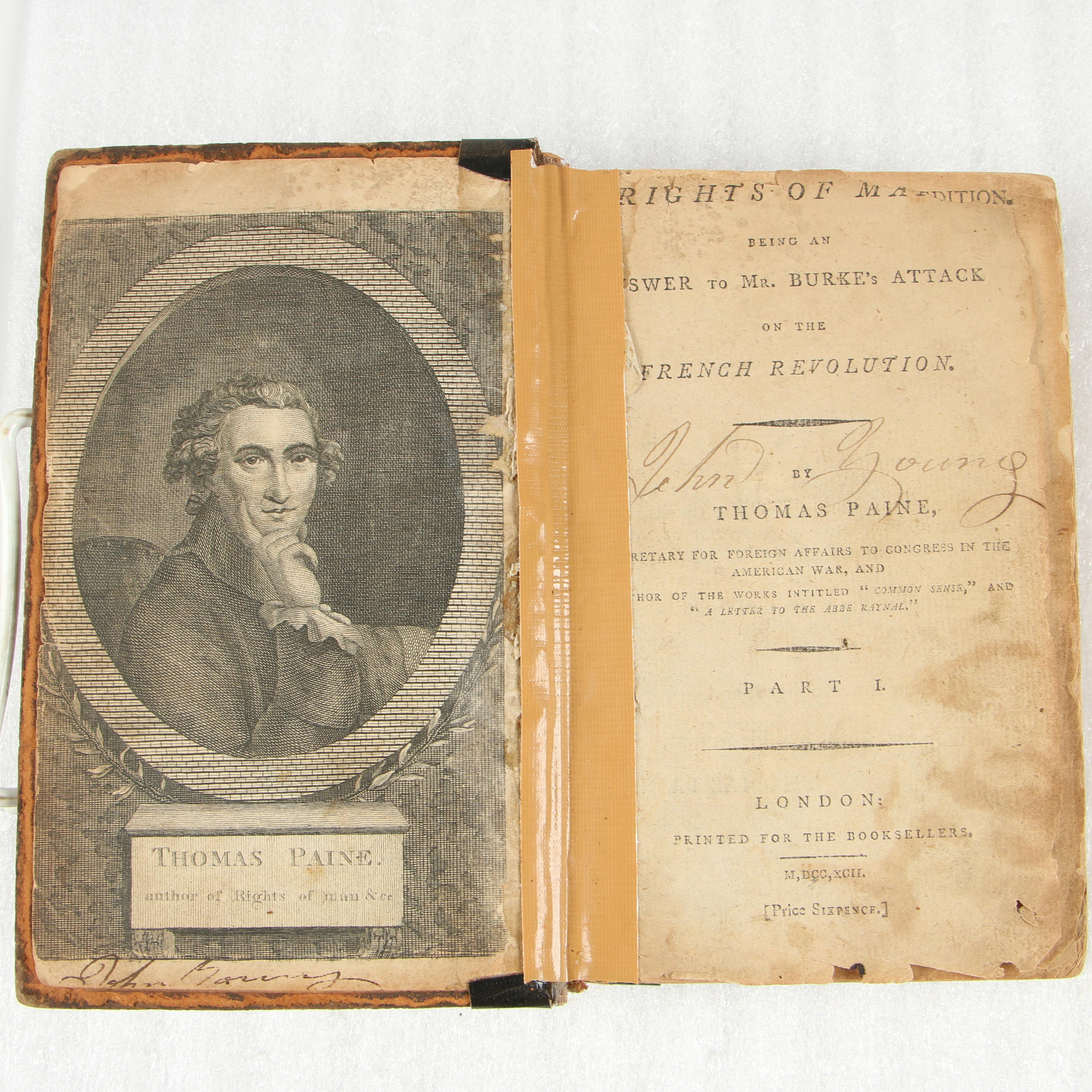Late  18th Century Bound Collection of Thomas Paine's Original Pamphlets