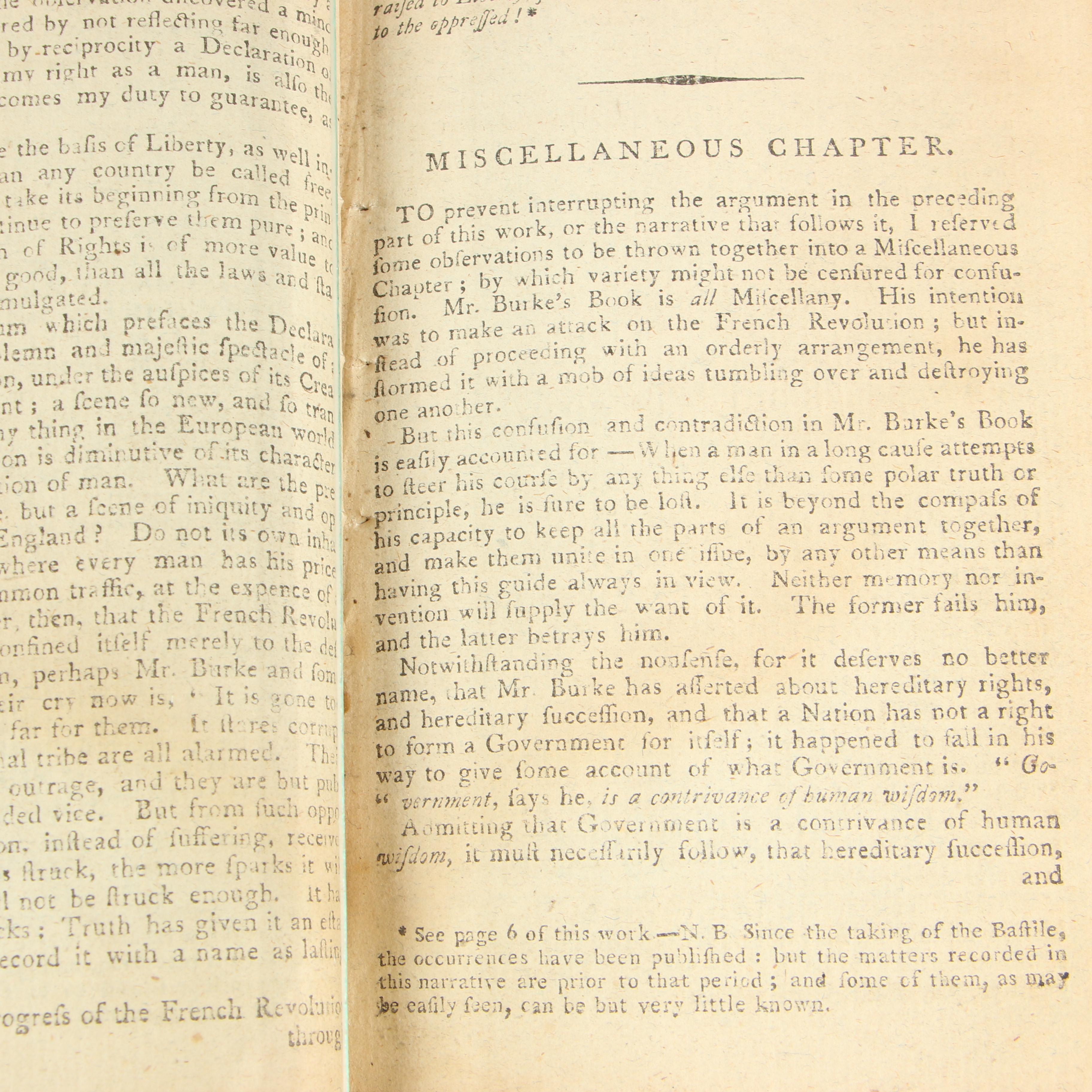 Late  18th Century Bound Collection of Thomas Paine's Original Pamphlets