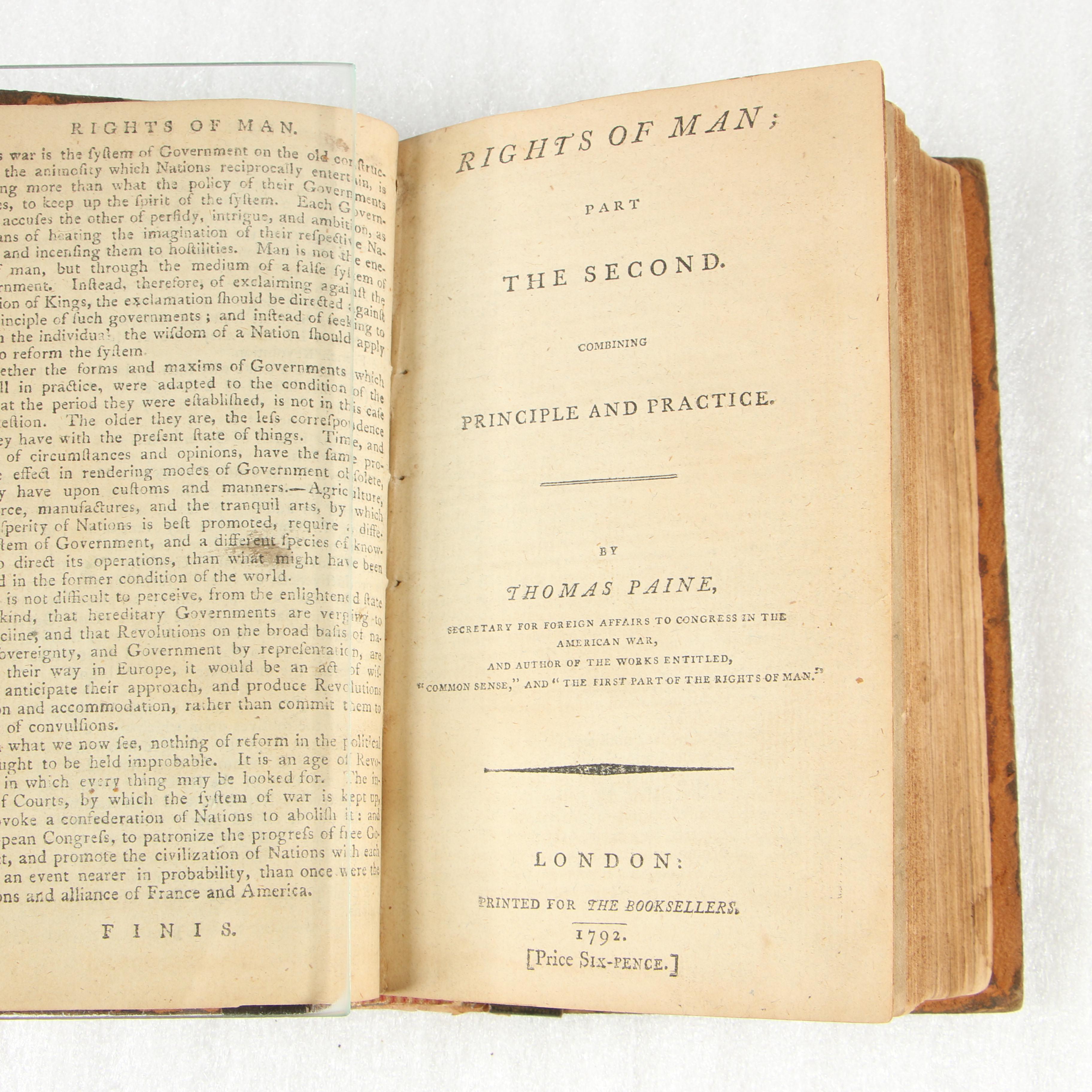 Late  18th Century Bound Collection of Thomas Paine's Original Pamphlets