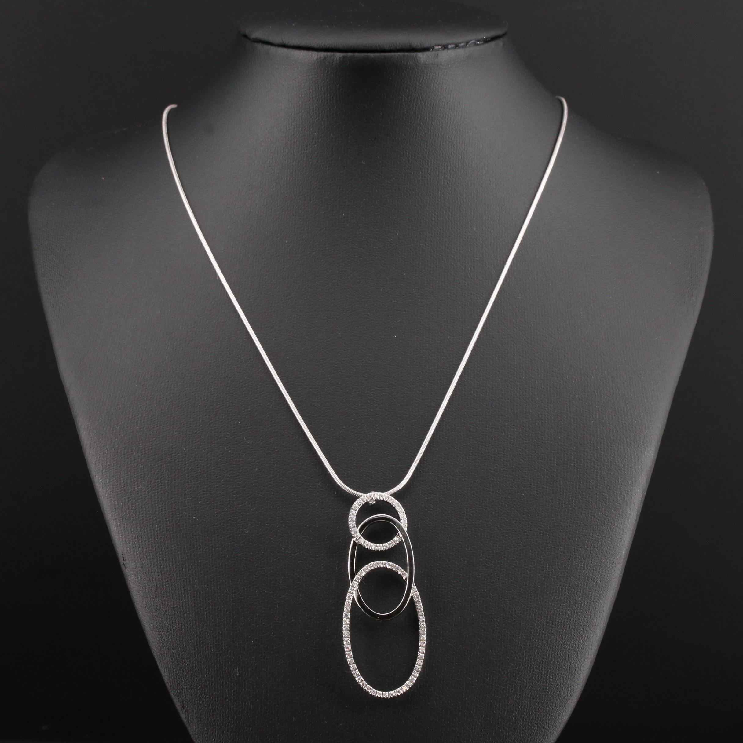 Movado 18K White Gold Diamond Necklace and Earrings Set