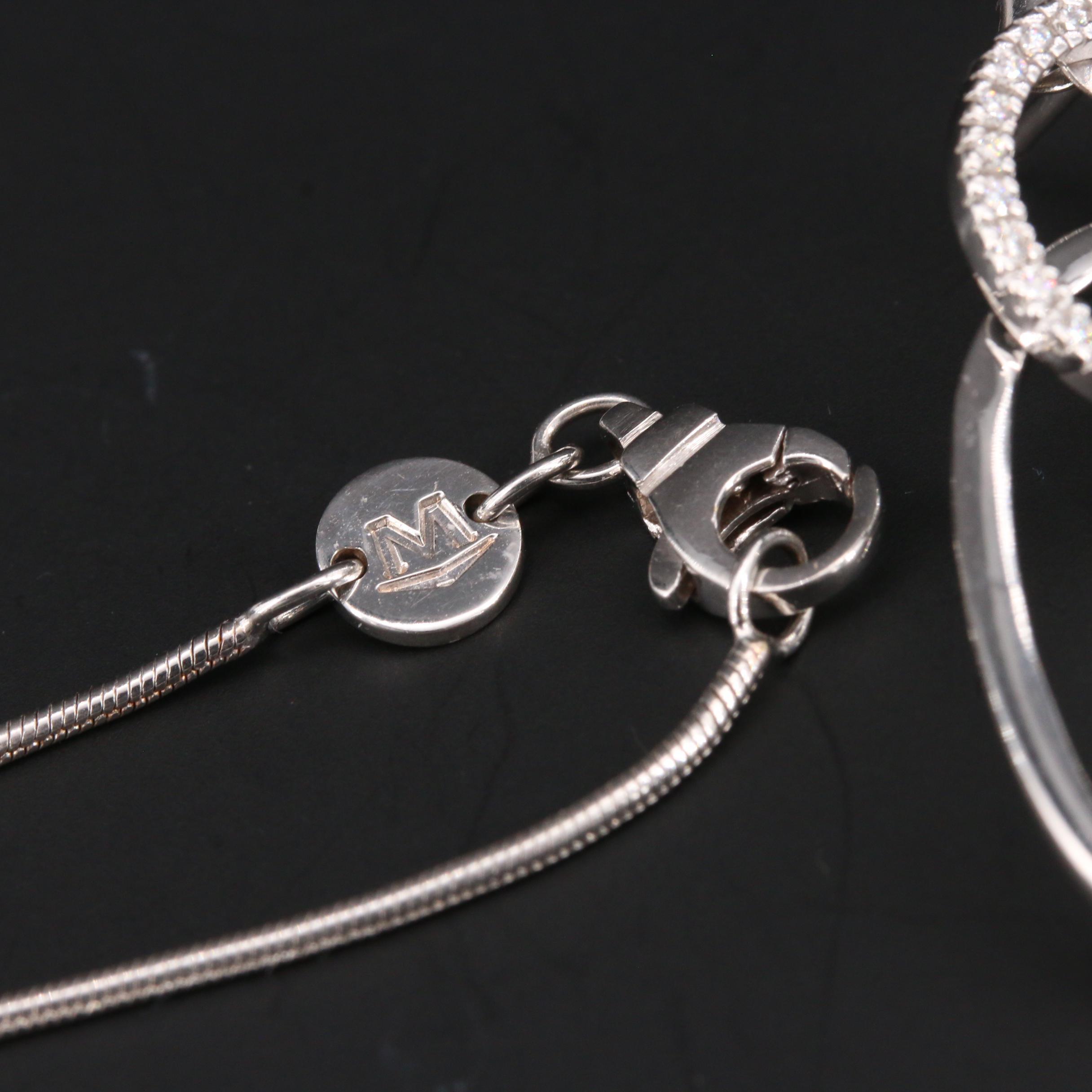 Movado 18K White Gold Diamond Necklace and Earrings Set