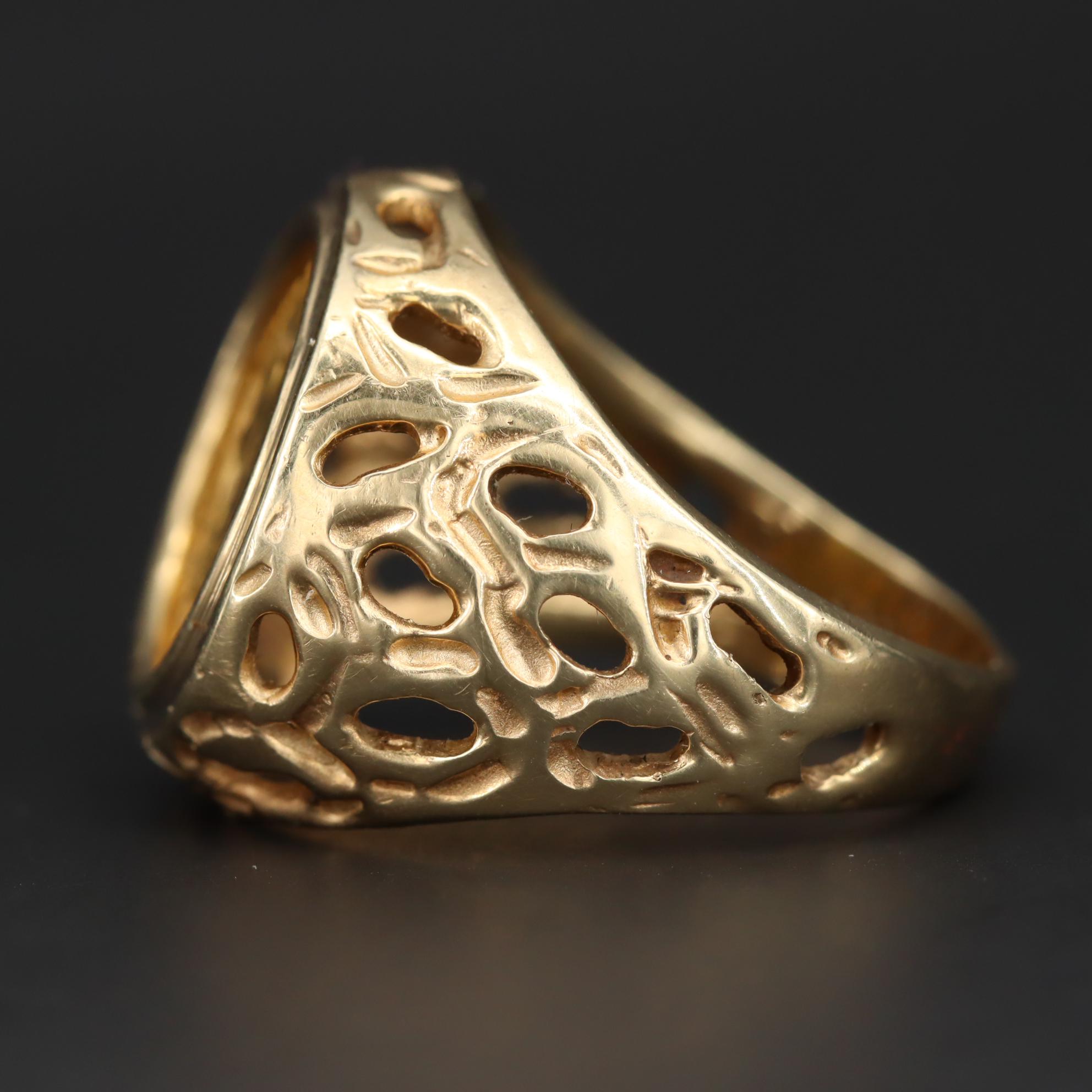 14K Yellow Gold Ring With 1997 China 5-Yuan Gold Panda Bullion Coin