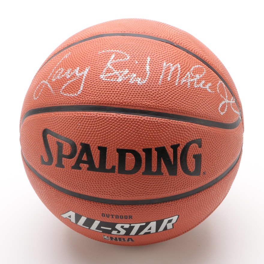 Larry Bird and Magic Johnson Signed Spalding "NBA All-Star" Basketball