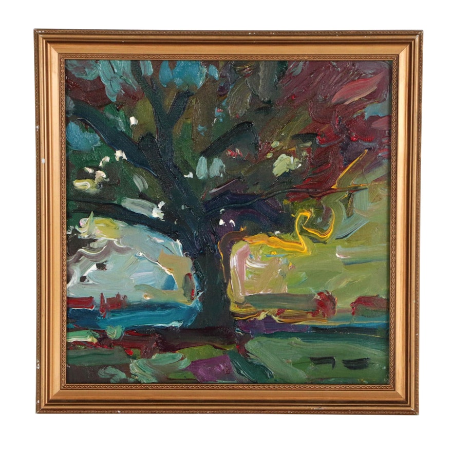 Jose Trujillo Abstract Expressionist Oil Painting "The Tree"