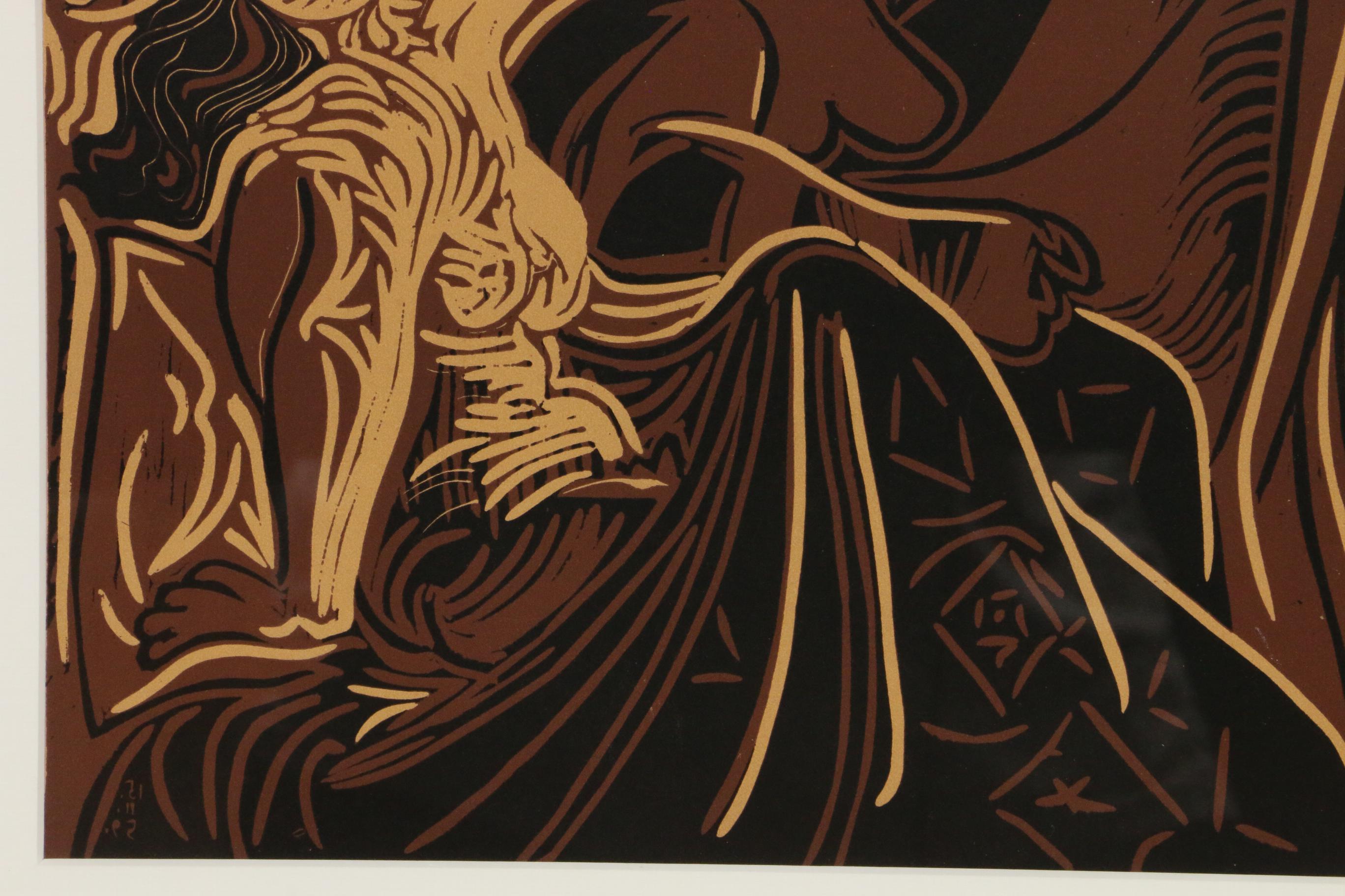 Pablo Picasso Color Linoleum Cut "Two Women at the Window", 1962