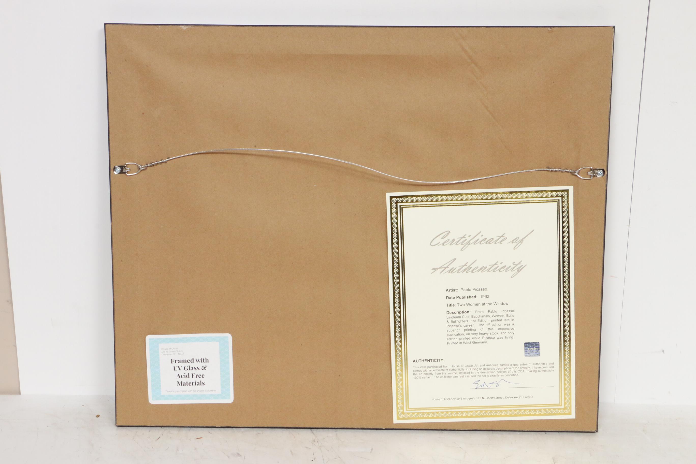 Pablo Picasso Color Linoleum Cut "Two Women at the Window", 1962