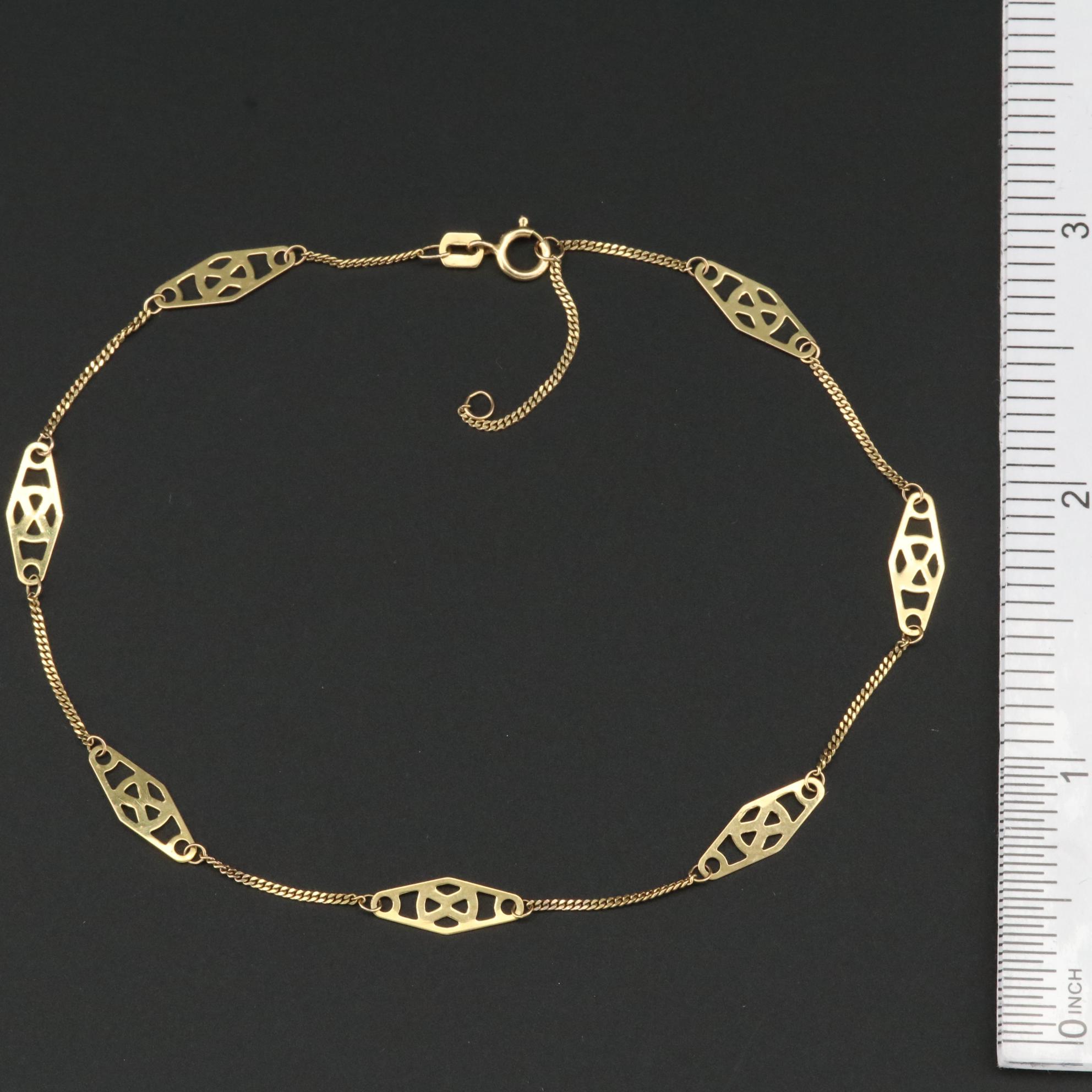 10K Yellow Gold Adjustable Ankle Bracelet