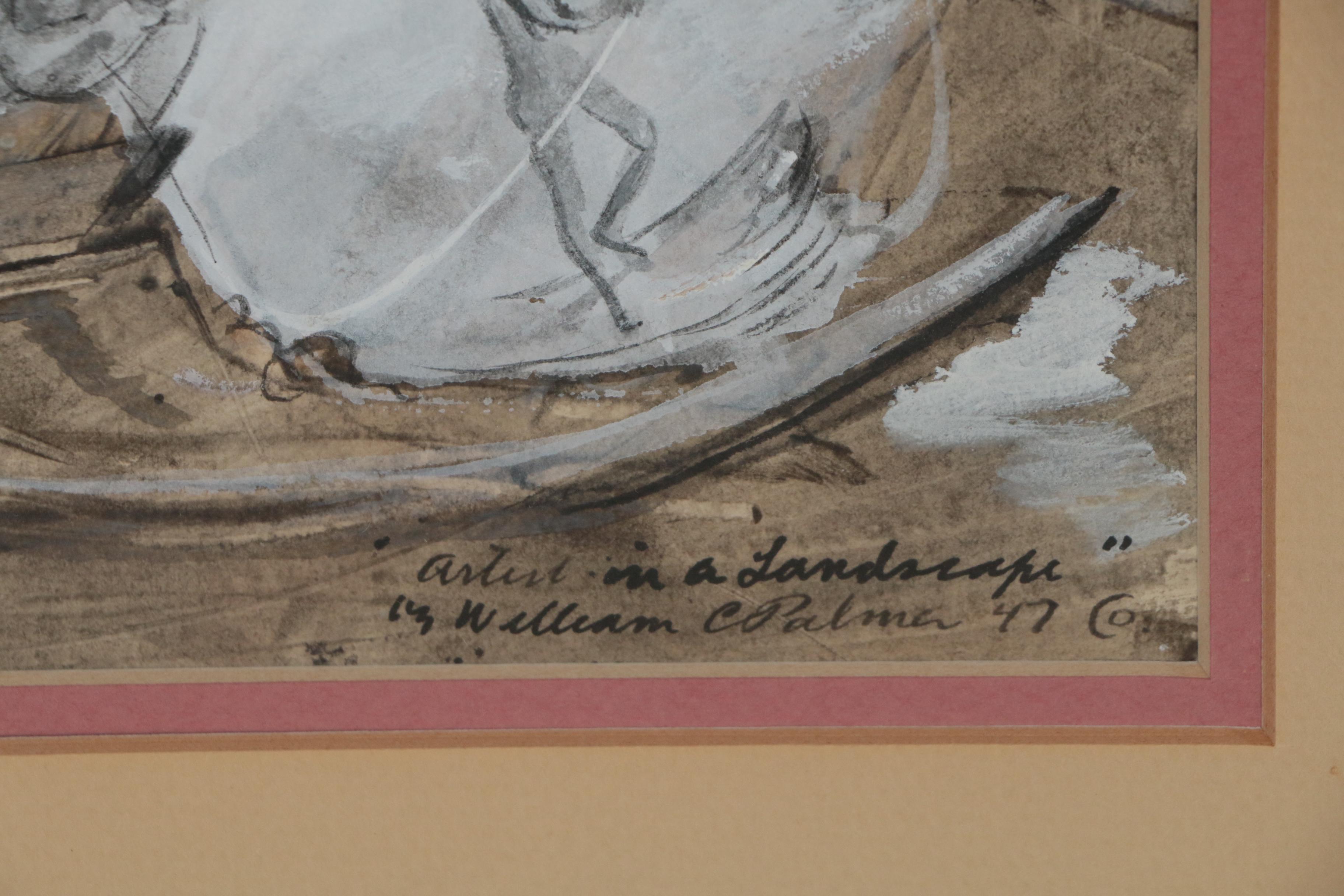 William Charles Palmer Watercolor Painting "Artist in a Landscape", 1947