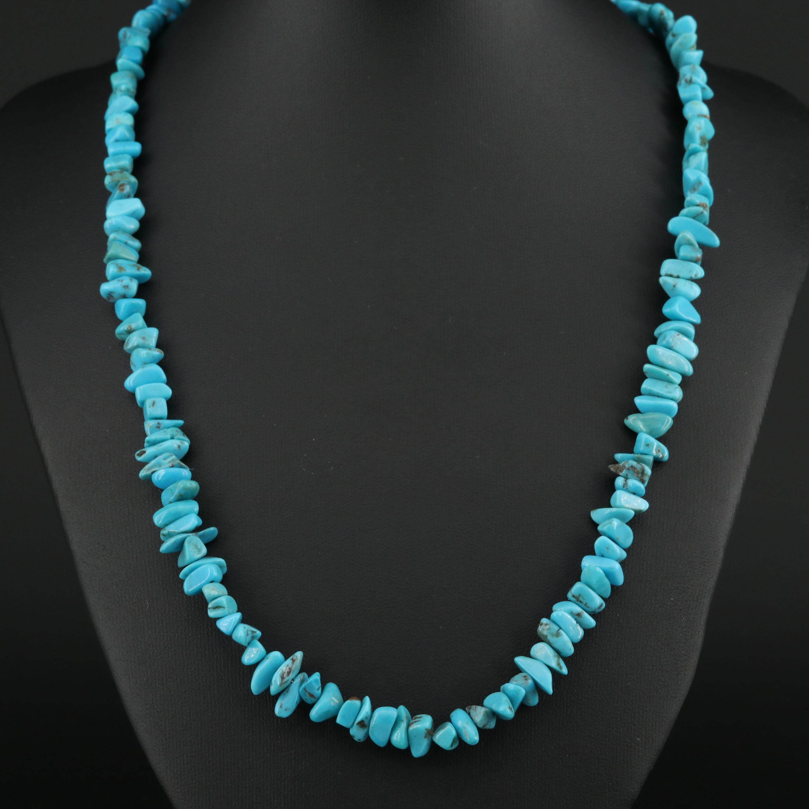 Desert Rose Trading Co Sterling Silver Turquoise Beaded Necklace