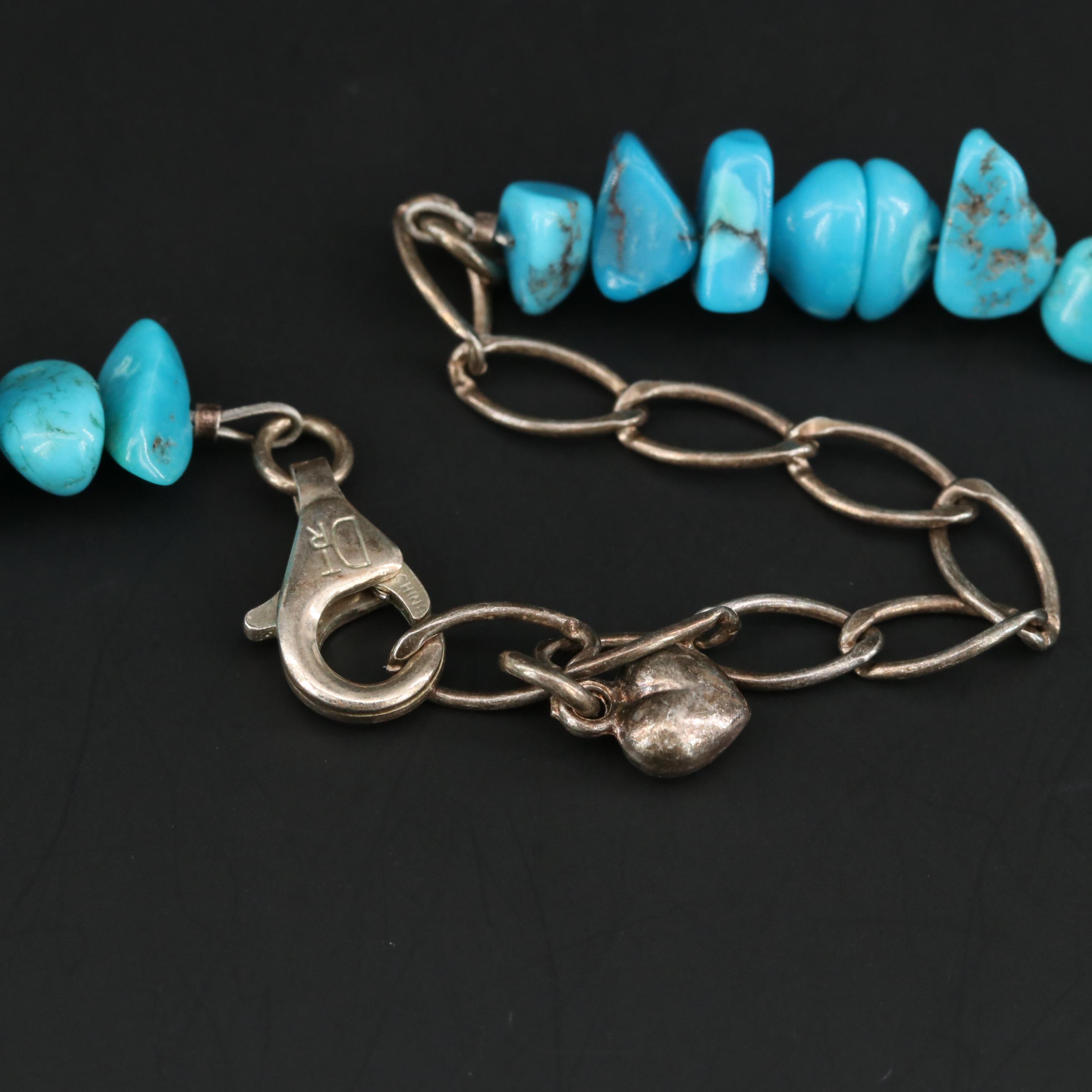 Desert Rose Trading Co Sterling Silver Turquoise Beaded Necklace