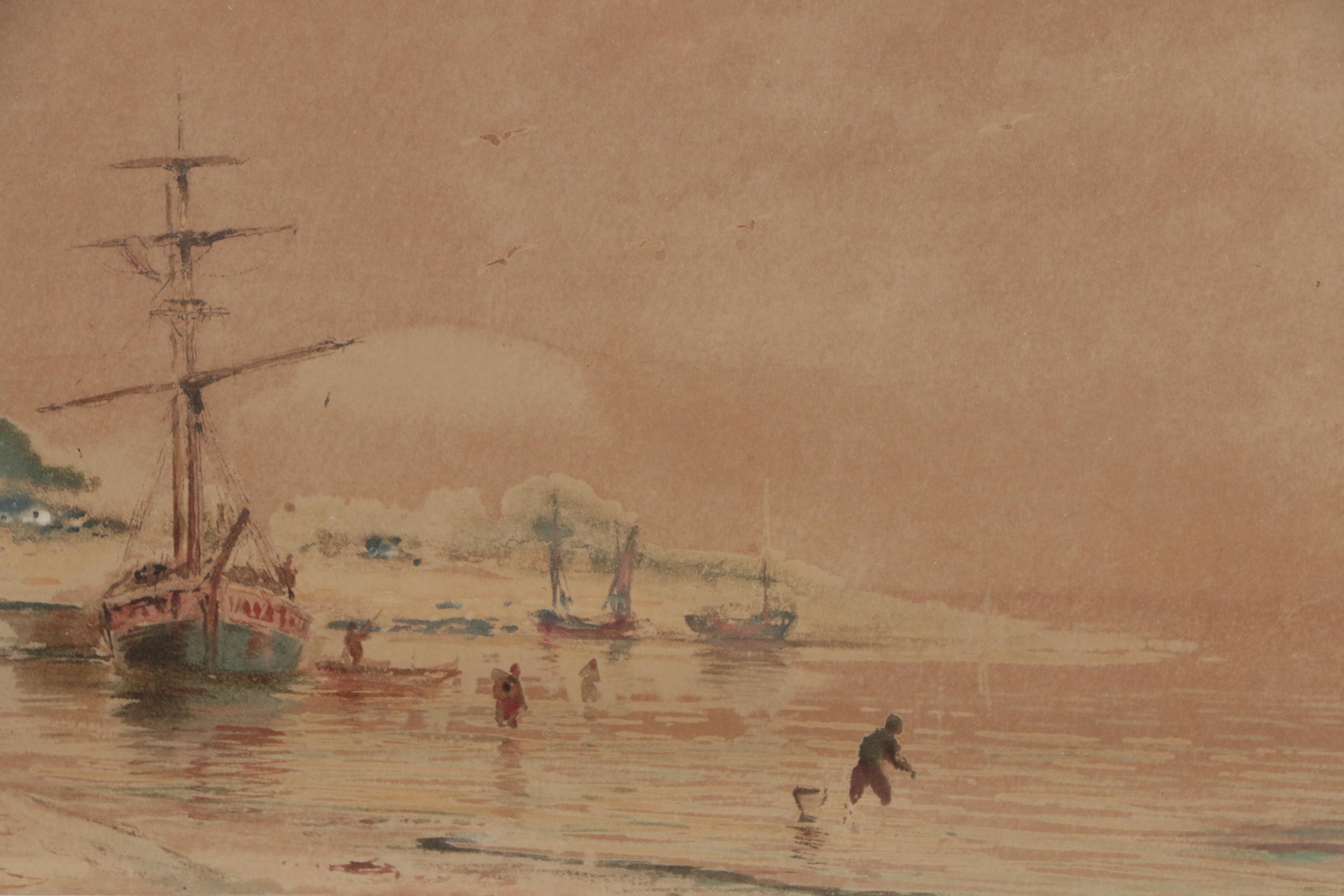 John Hauser Watercolor Painting of Coastal Landscape, 1900