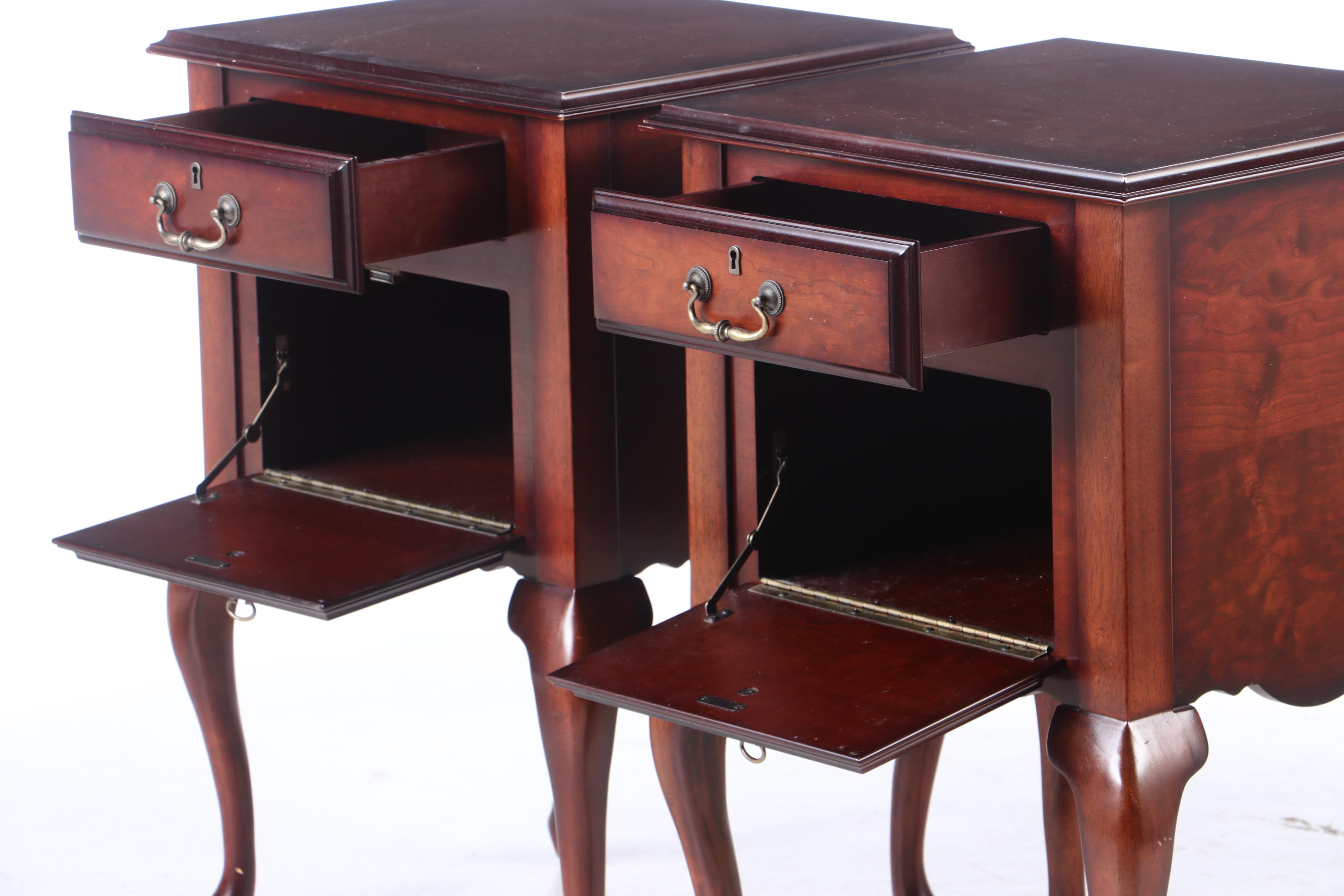 Queen Anne Style Cherry Nightstands, Early 20th Century