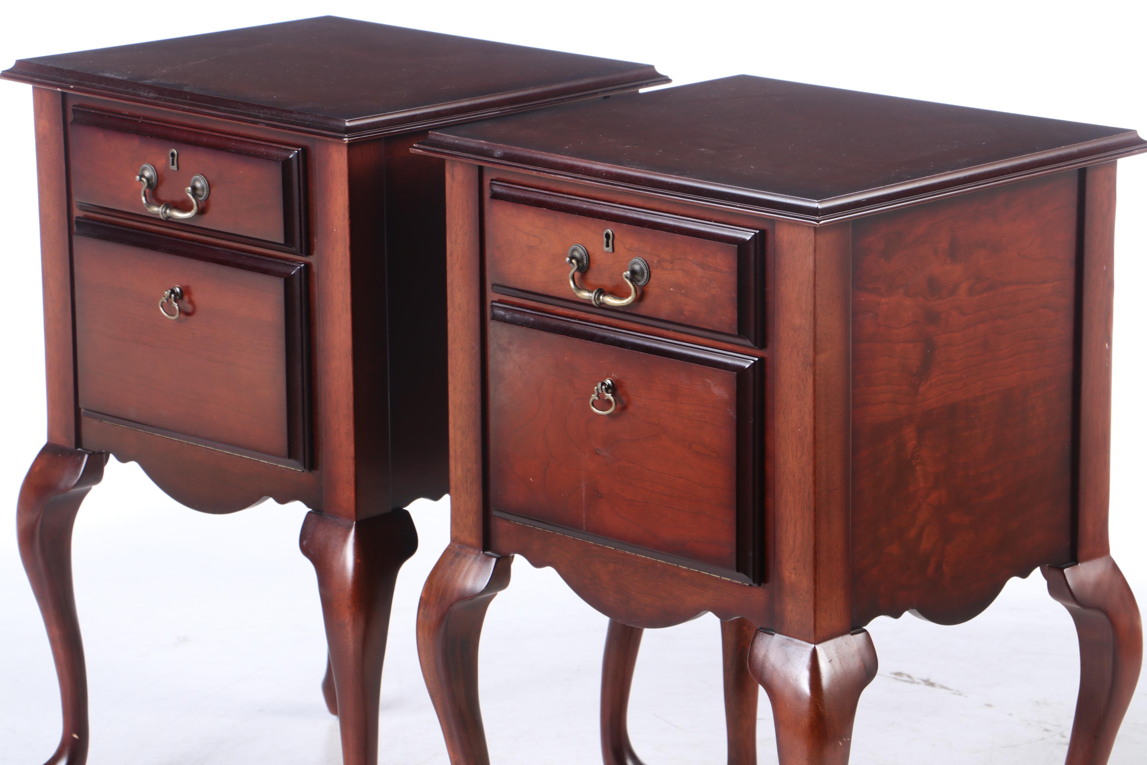 Queen Anne Style Cherry Nightstands, Early 20th Century