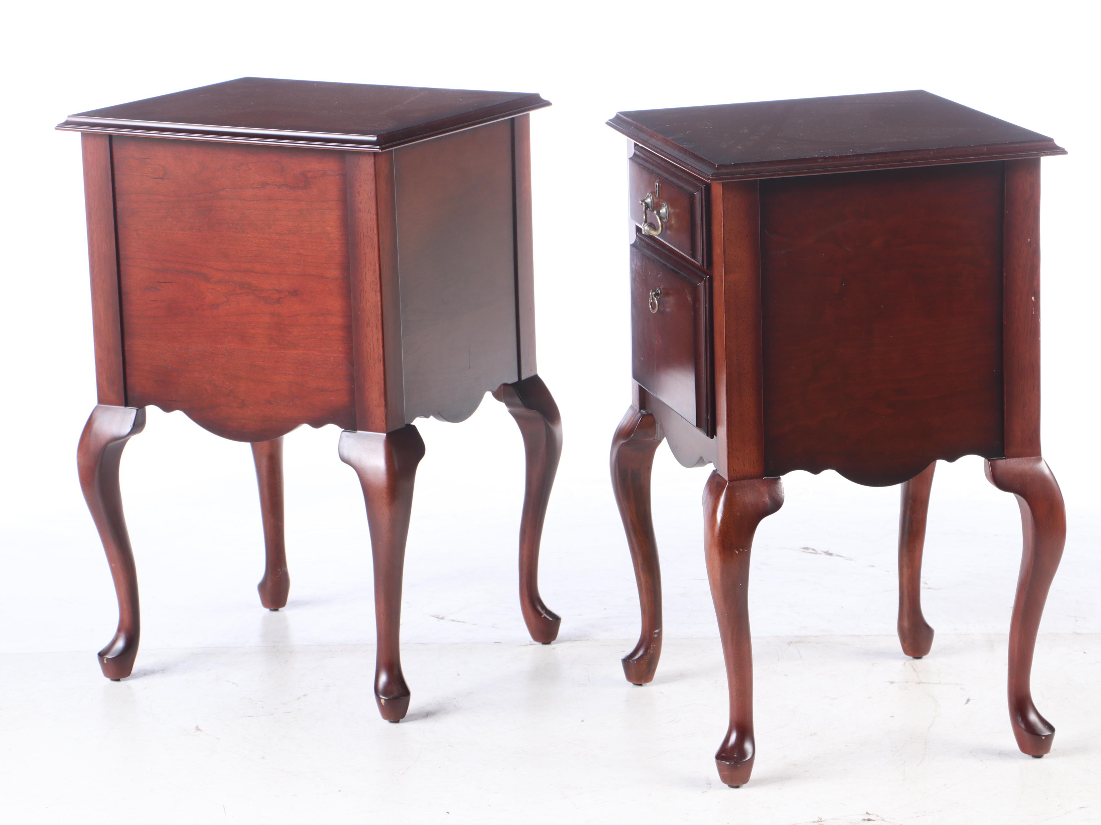 Queen Anne Style Cherry Nightstands, Early 20th Century