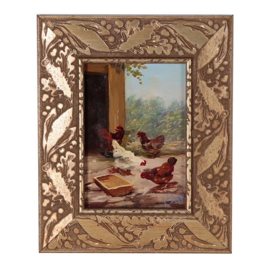 Bihari Csongor Oil Painting of Chickens