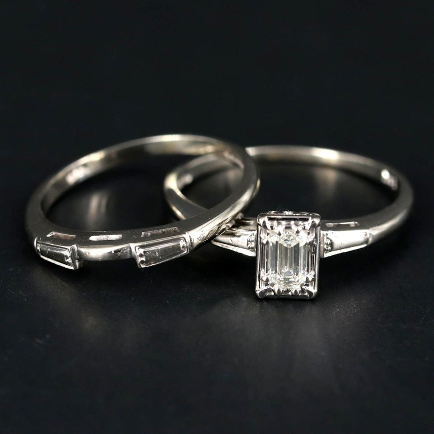 14K White Gold Diamond Ring Set