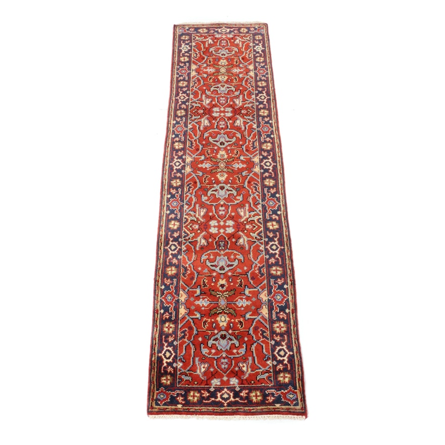 2'5 x 9'8 Hand-Knotted Indo-Persian Heriz Rug Runner