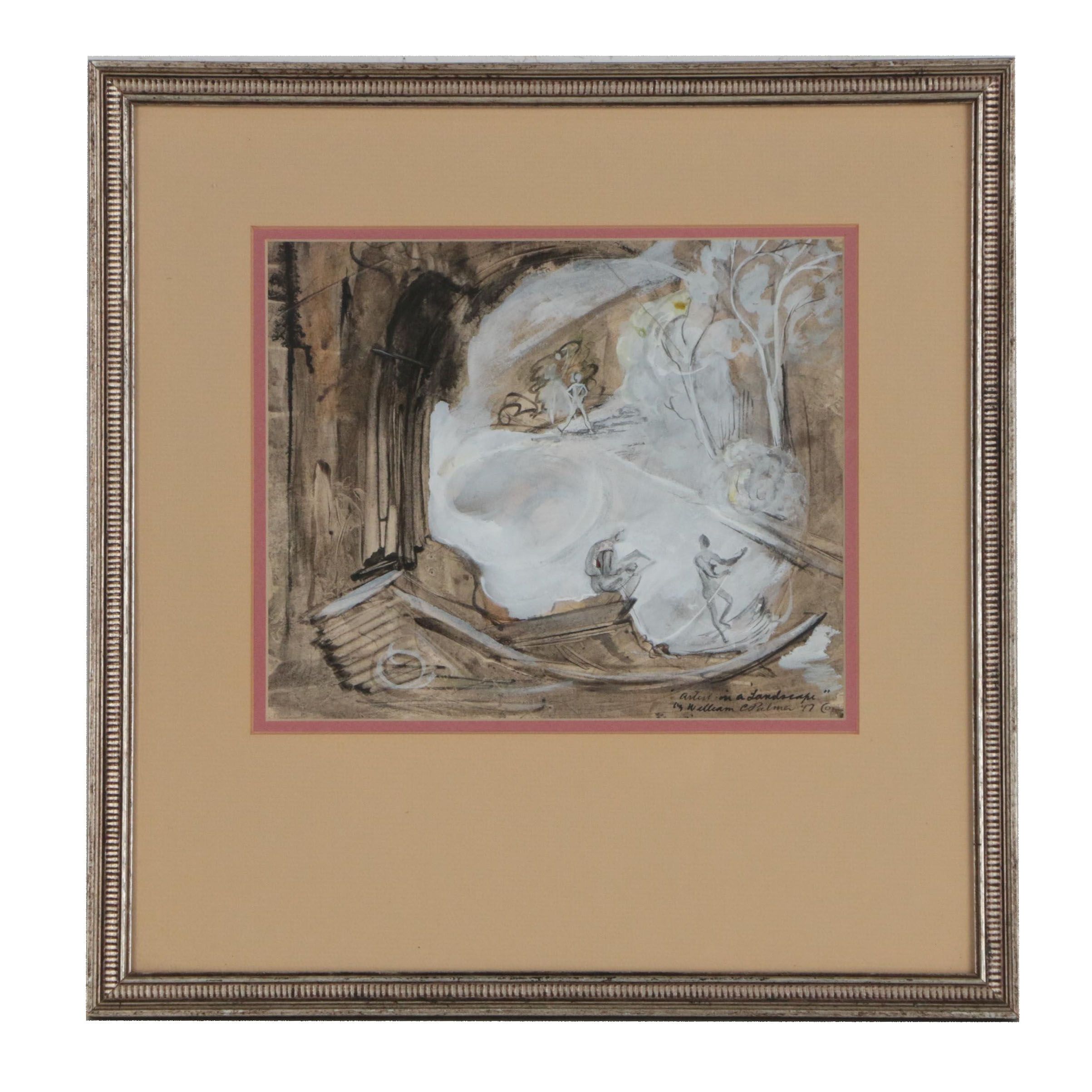 William Charles Palmer Watercolor Painting "Artist in a Landscape", 1947