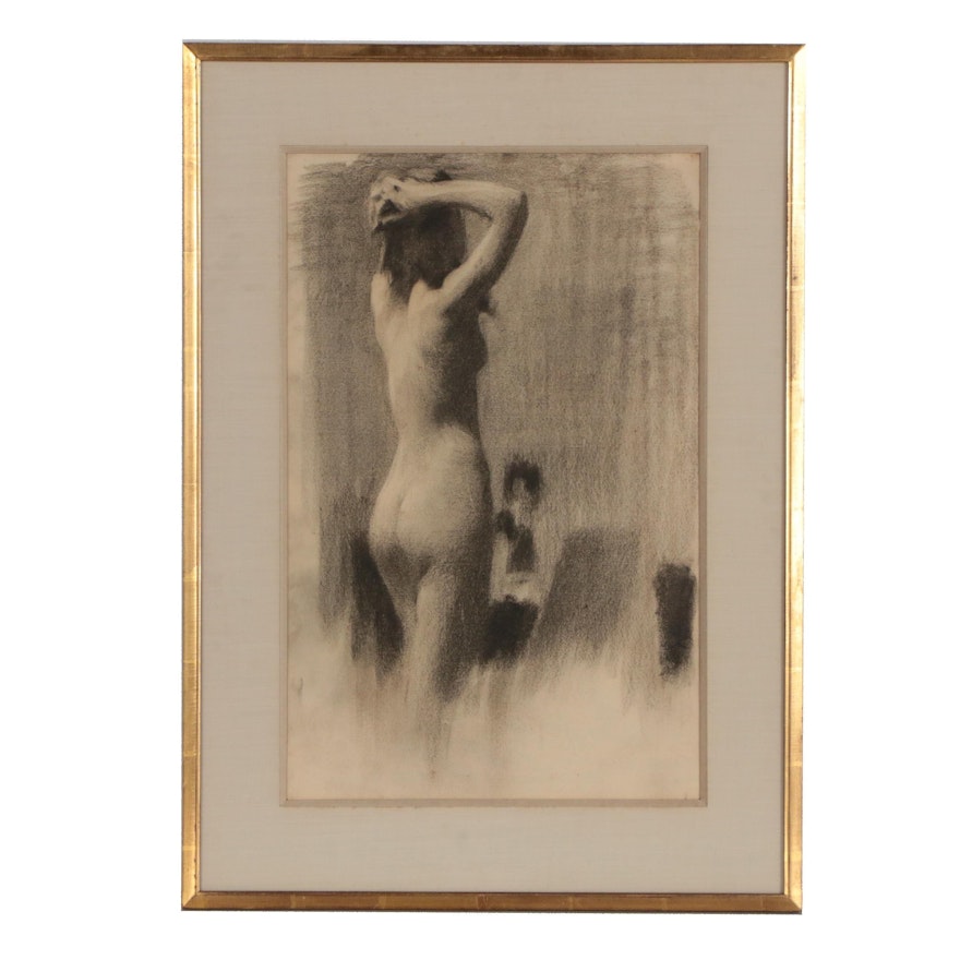 American School Charcoal Figure Study, Early 20th Century