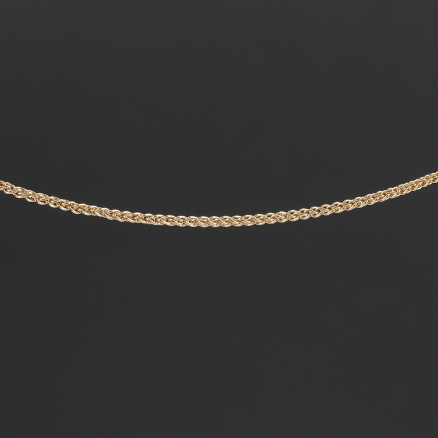 14K Yellow Gold Wheat Chain Necklace