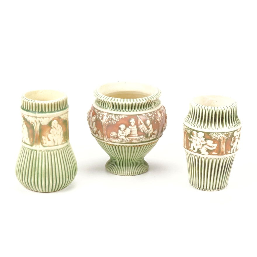 Roseville Pottery "Donatello" Vessels, Early 20th Century