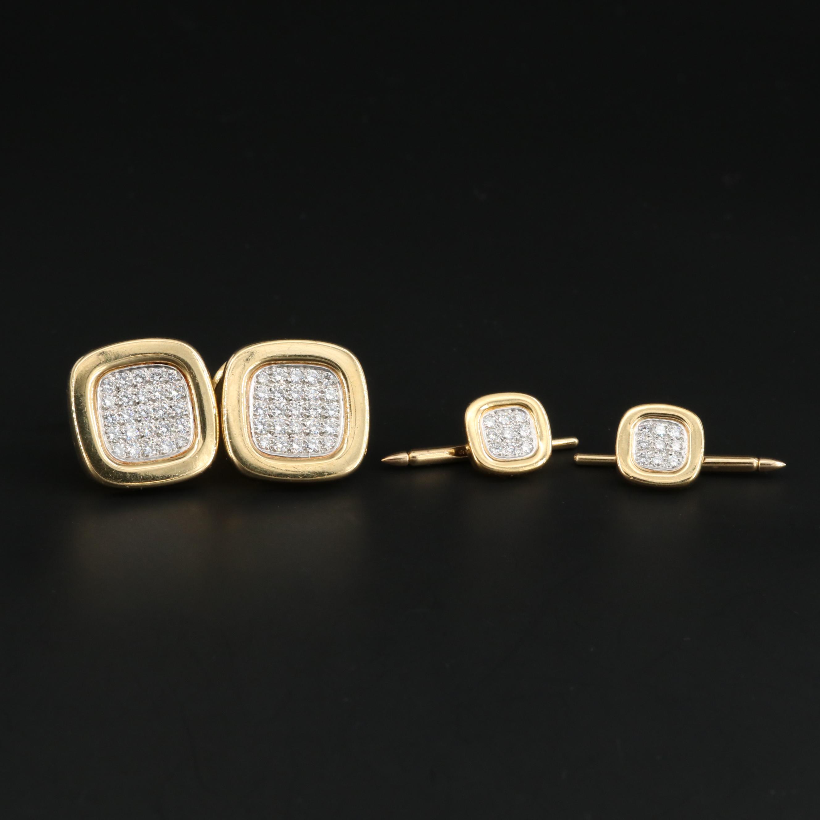 Wyndham Leigh 18K and Platinum Diamond Cufflinks with Shirt Studs
