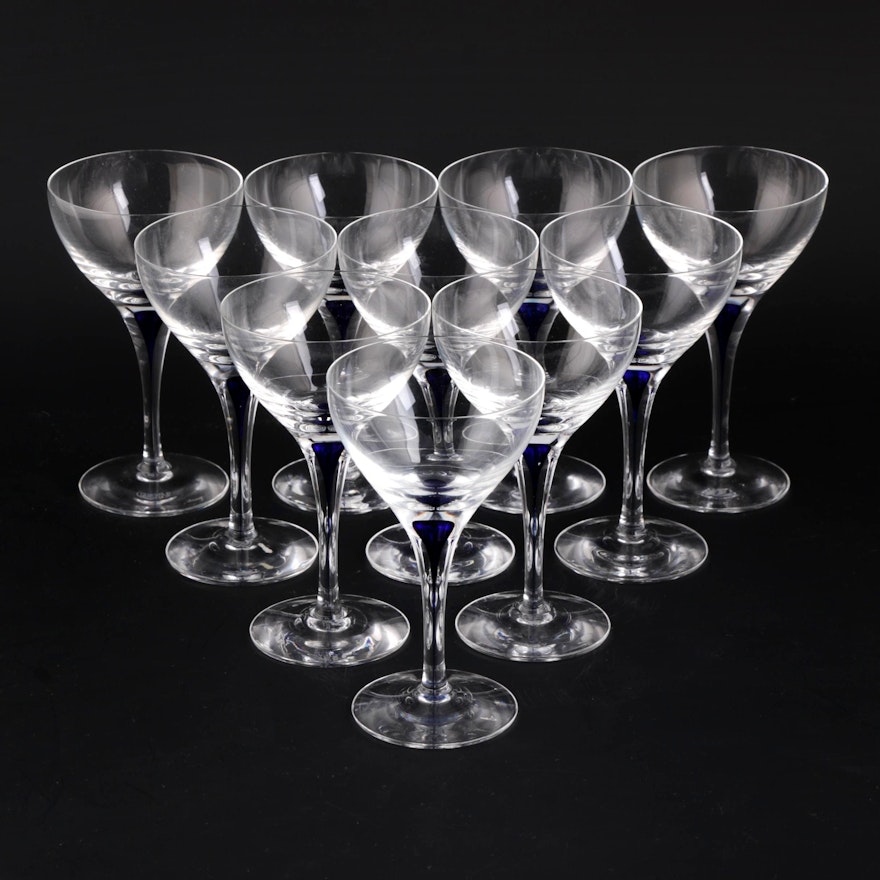 Orrefors "Intermezzo Blue" Crystal Champagne Coupes