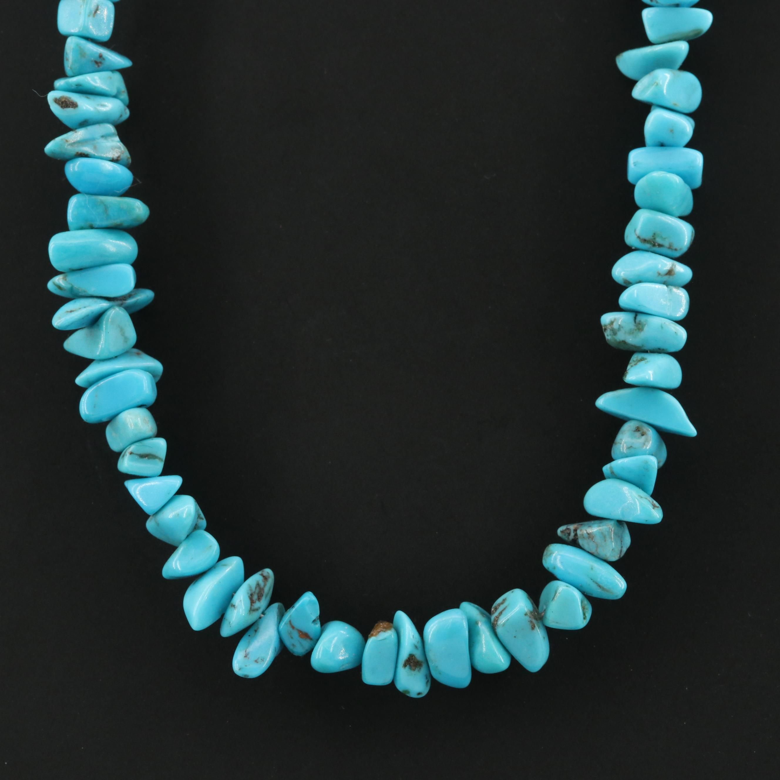 Desert Rose Trading Co Sterling Silver Turquoise Beaded Necklace