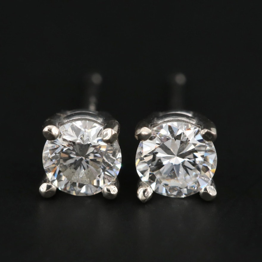 14K White Gold 0.45 CTW Diamond Stud Earrings